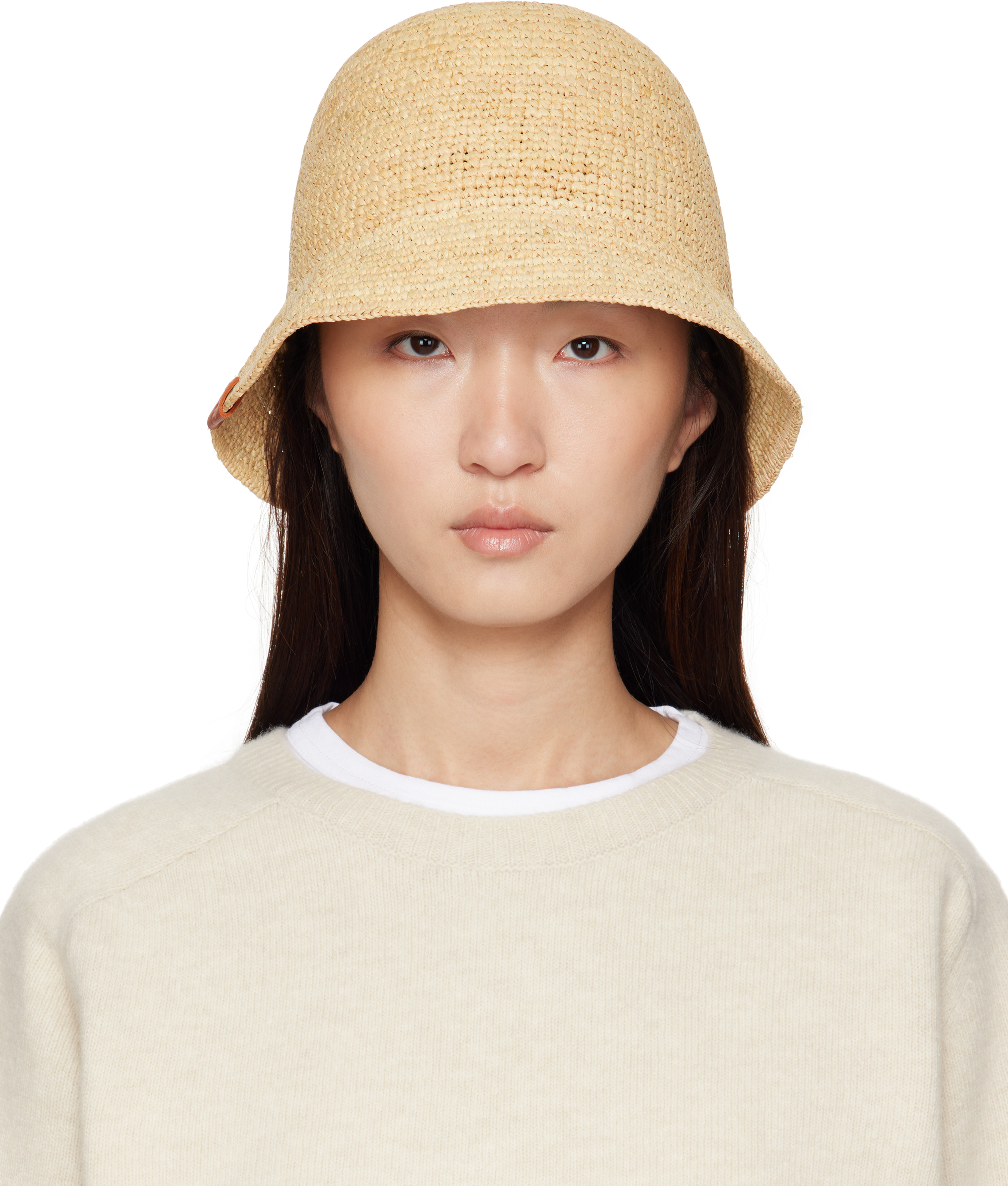 【関税込み】Staud ベージュ Meyers クロシェ バケットハット Beige Meyers Crochet Bucket Hat by Staud on Sale