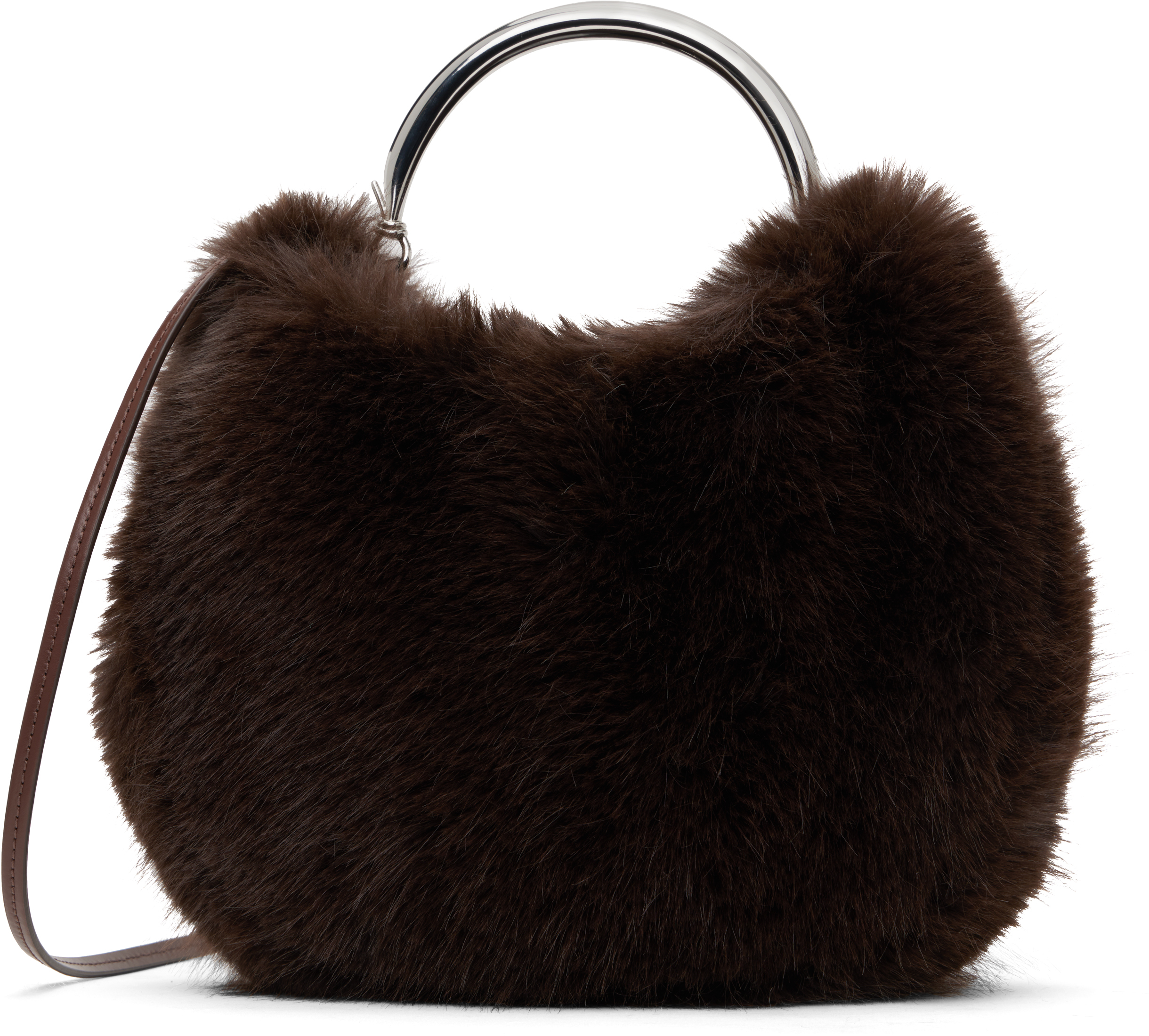 Staud Brown Romeo Faux Fur Bag In Espr Espresso