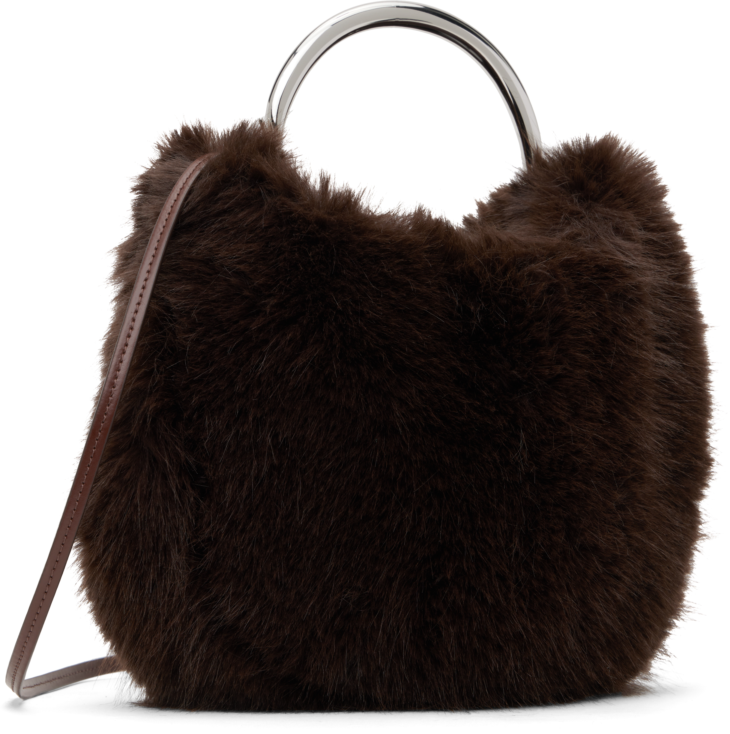 Staud Brown Romeo Faux Fur Bag In Espr Espresso