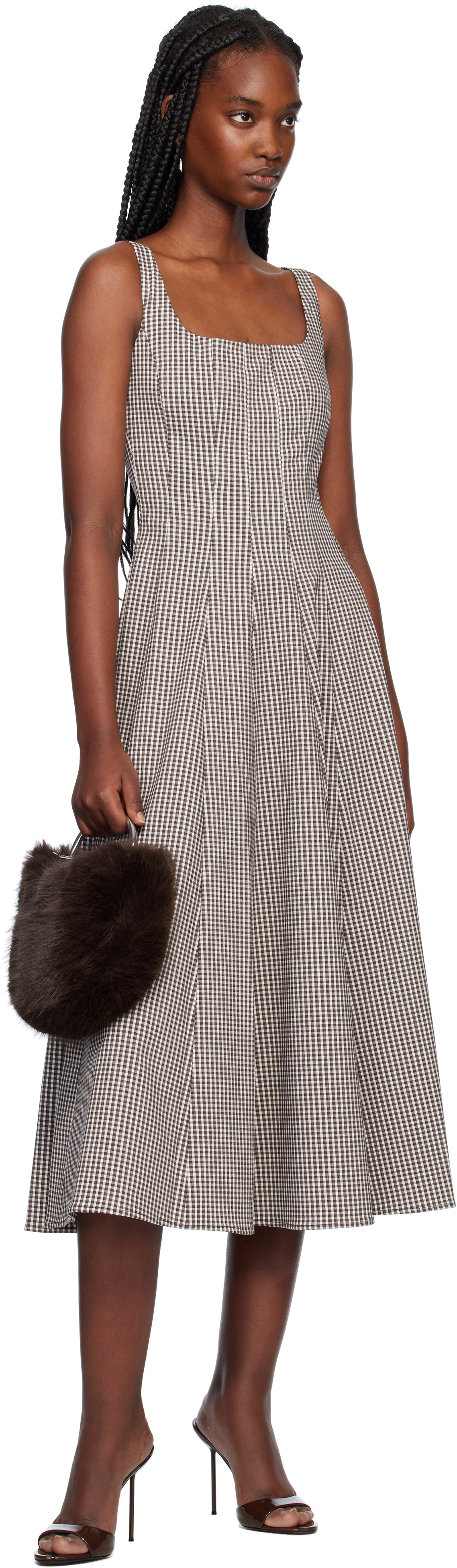 Staud Brown Romeo Faux Fur Bag In Espr Espresso