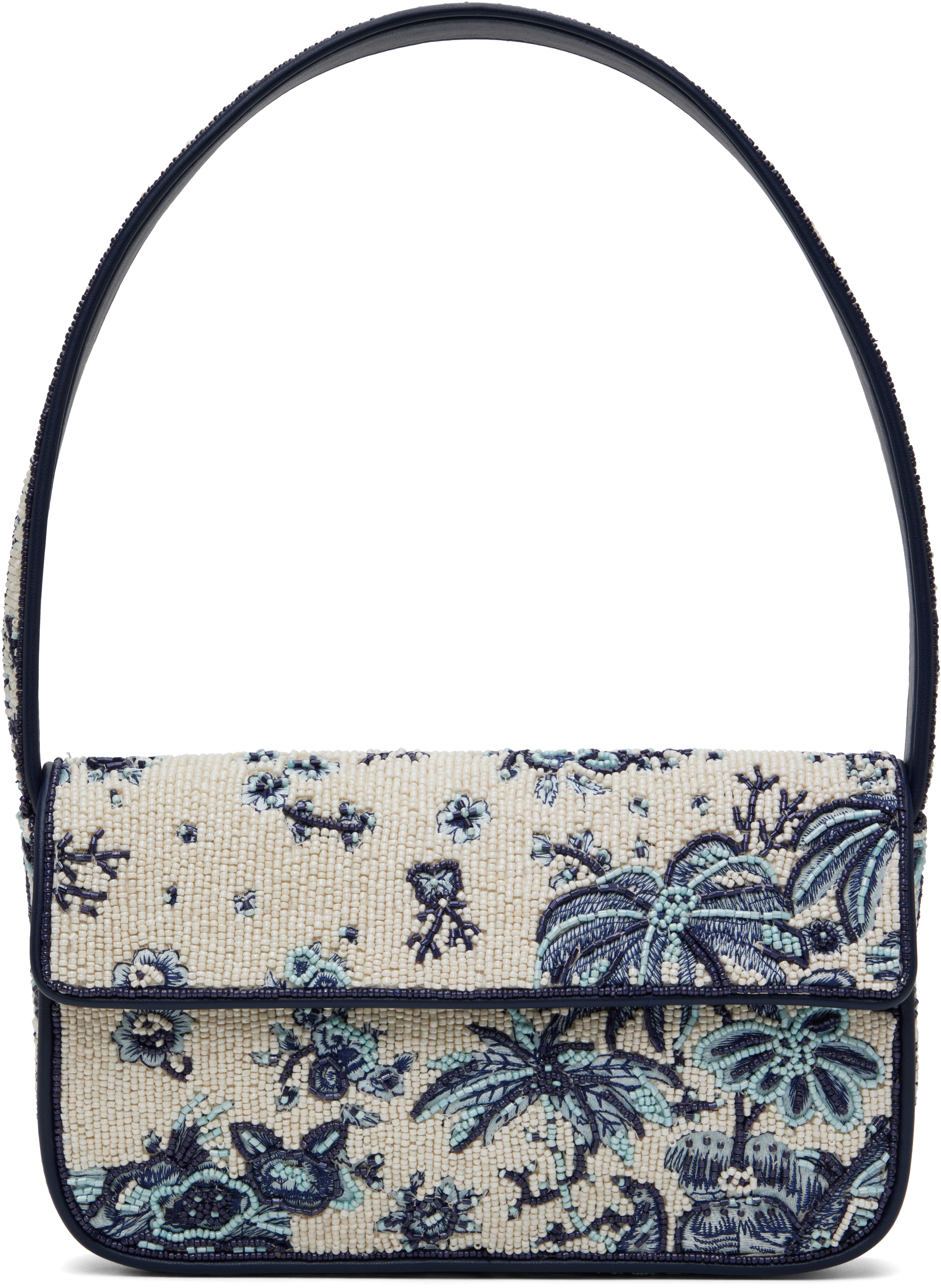 Staud White & Blue Tommy Bag In Tdp Toile De Pup