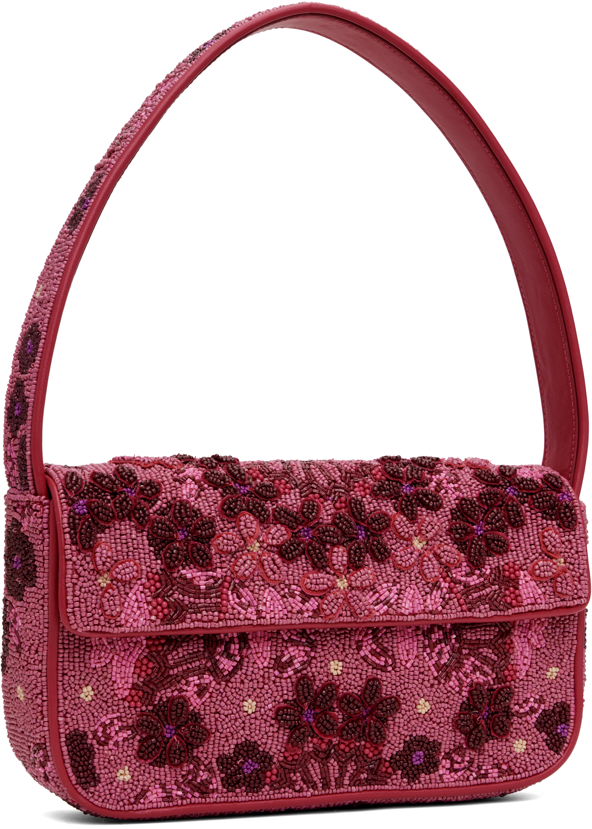 Staud Pink & Burgundy Tommy Beaded Bag In Blgp Blossom Garden
