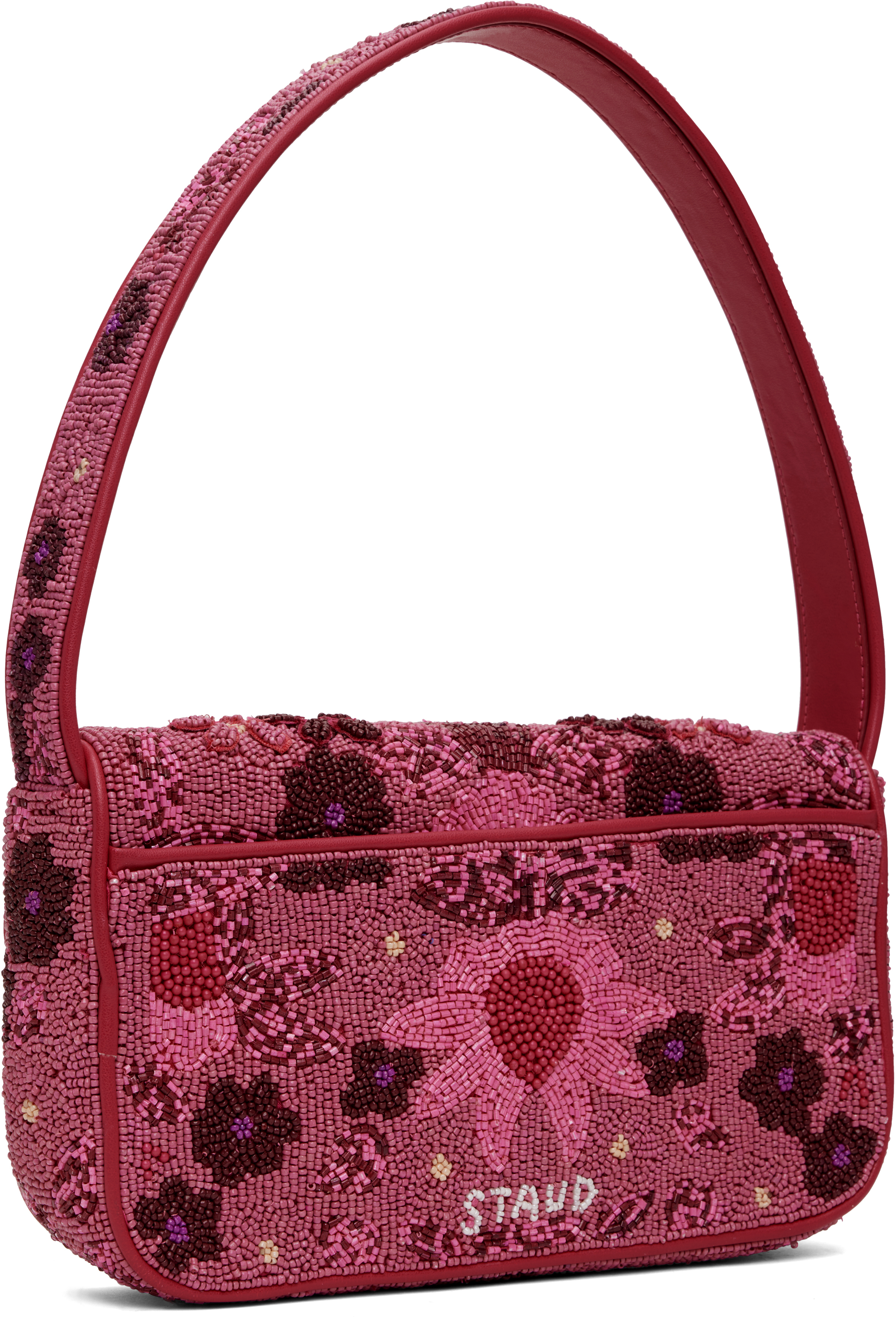Staud Pink & Burgundy Tommy Beaded Bag In Blgp Blossom Garden