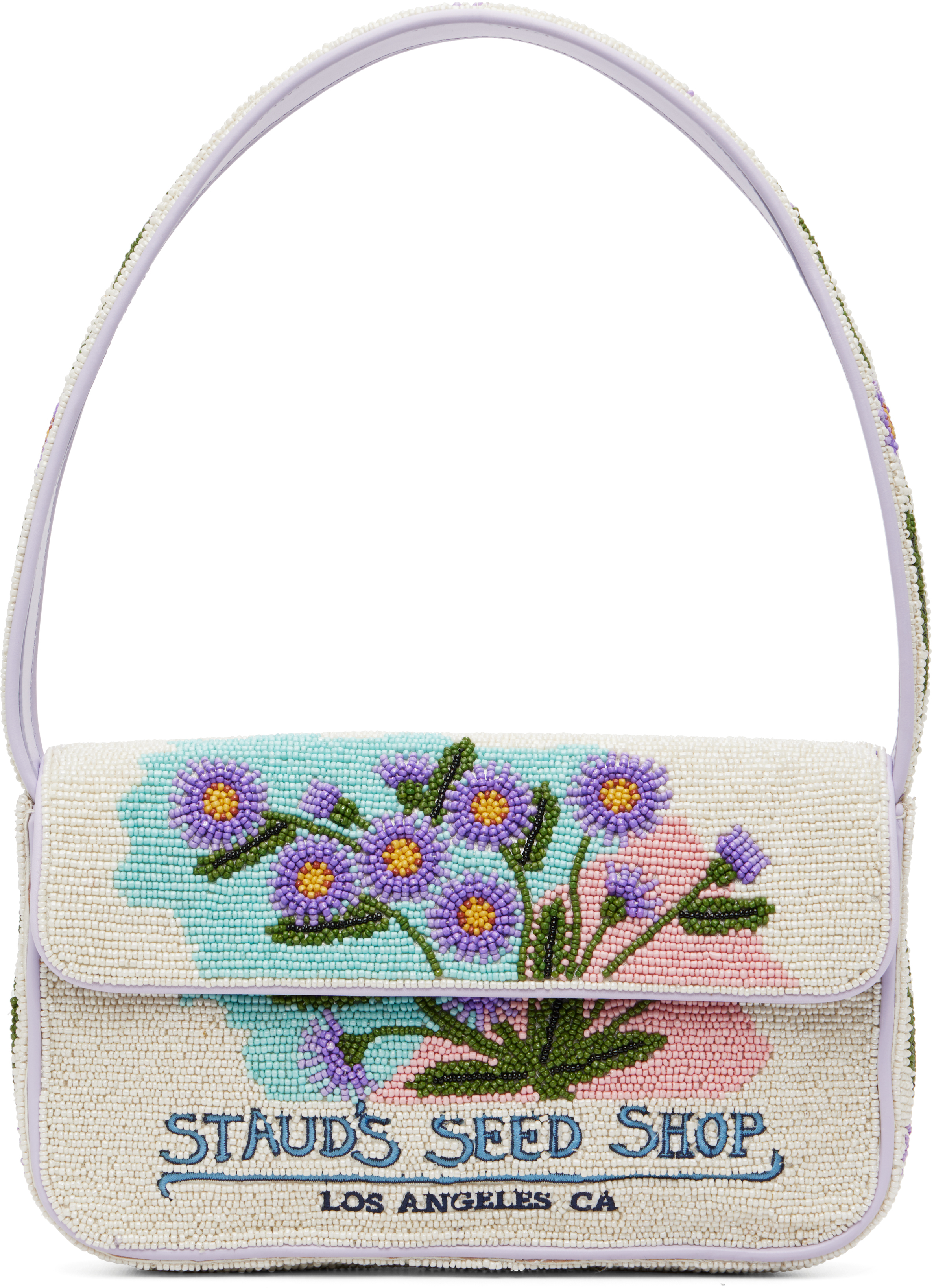 Off-White & Purple Tommy Beaded Bag