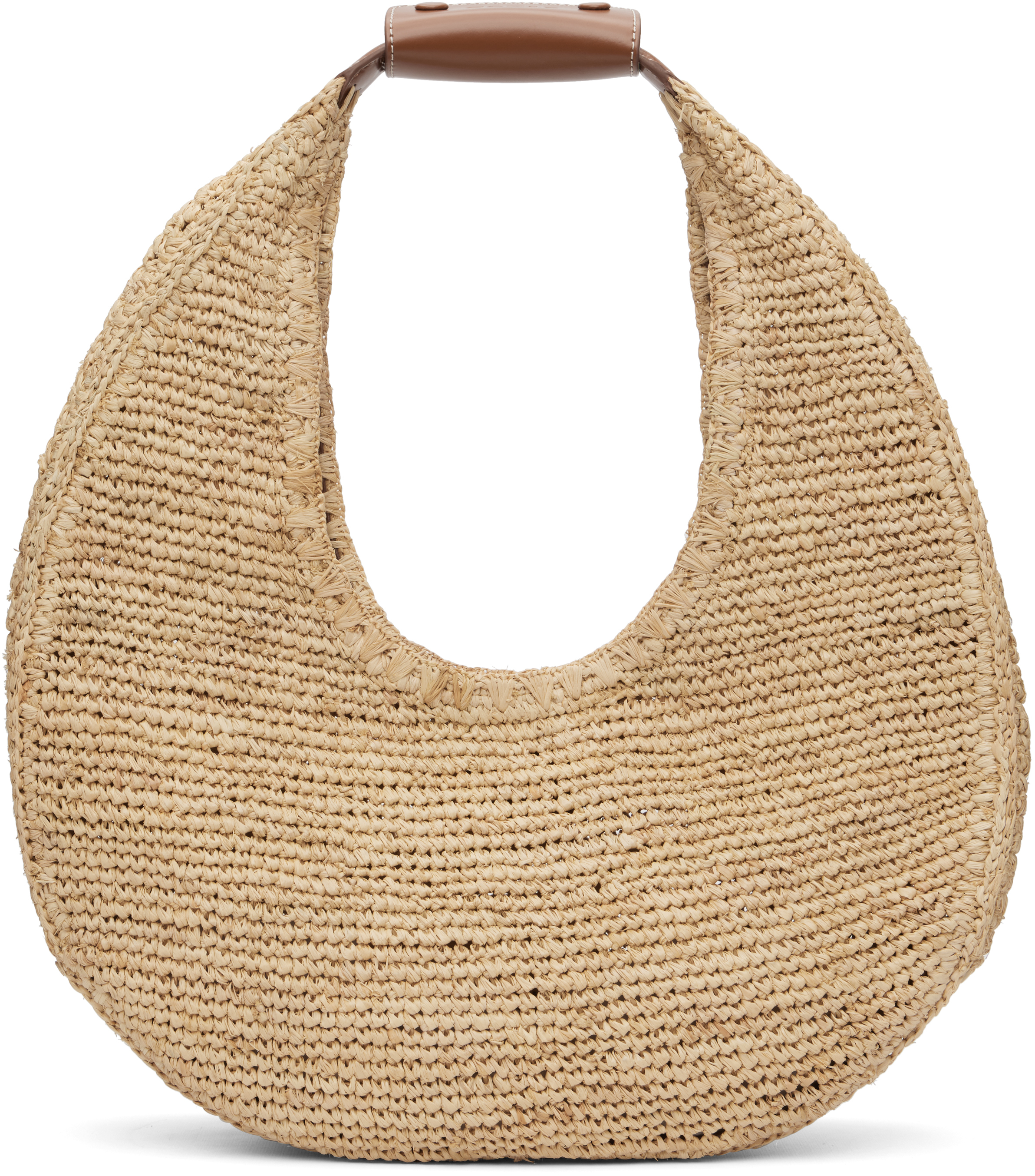 Tan Large Raffia Moon Tote