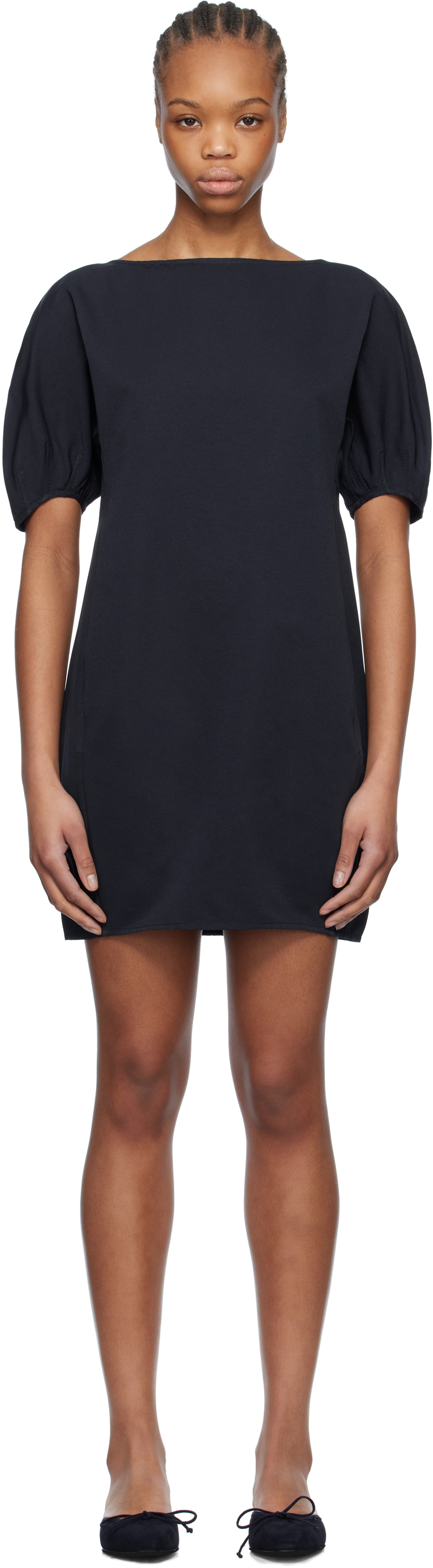 Staud Didi Puff Sleeve Minidress In Nvy Navy