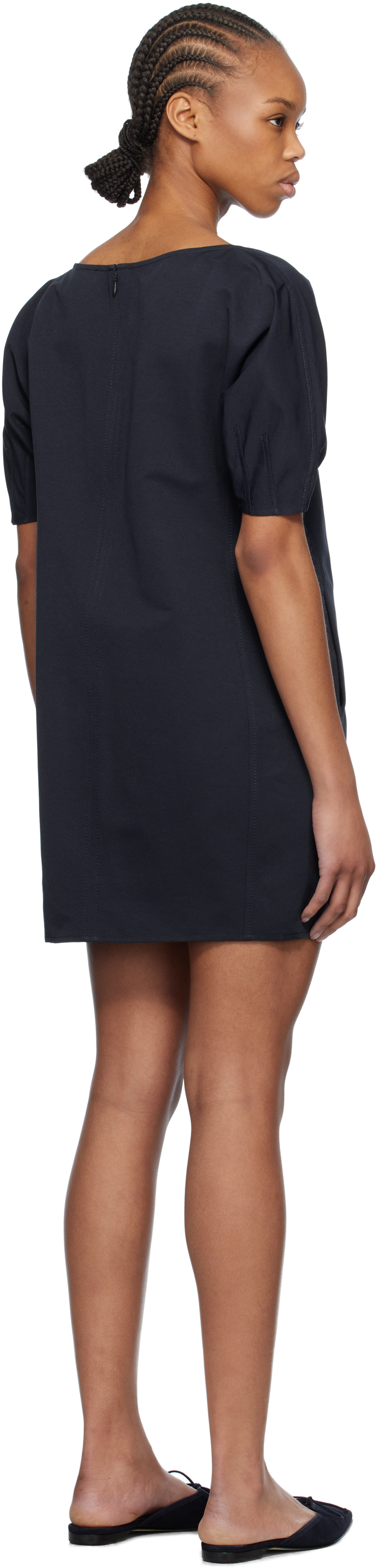 Staud Didi Puff Sleeve Minidress In Nvy Navy