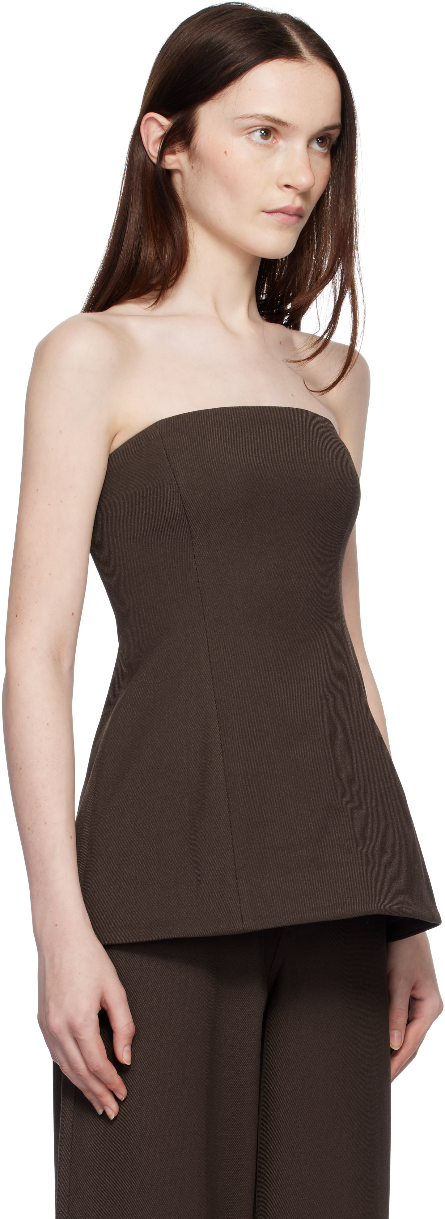 Staud Brown Silvia Tube Top In Dkch Dark Chocolate
