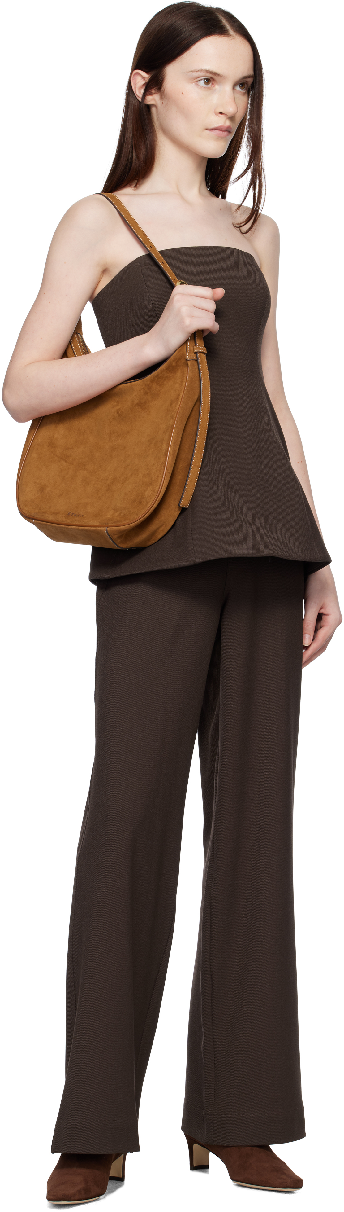 Staud Brown Silvia Tube Top In Dkch Dark Chocolate