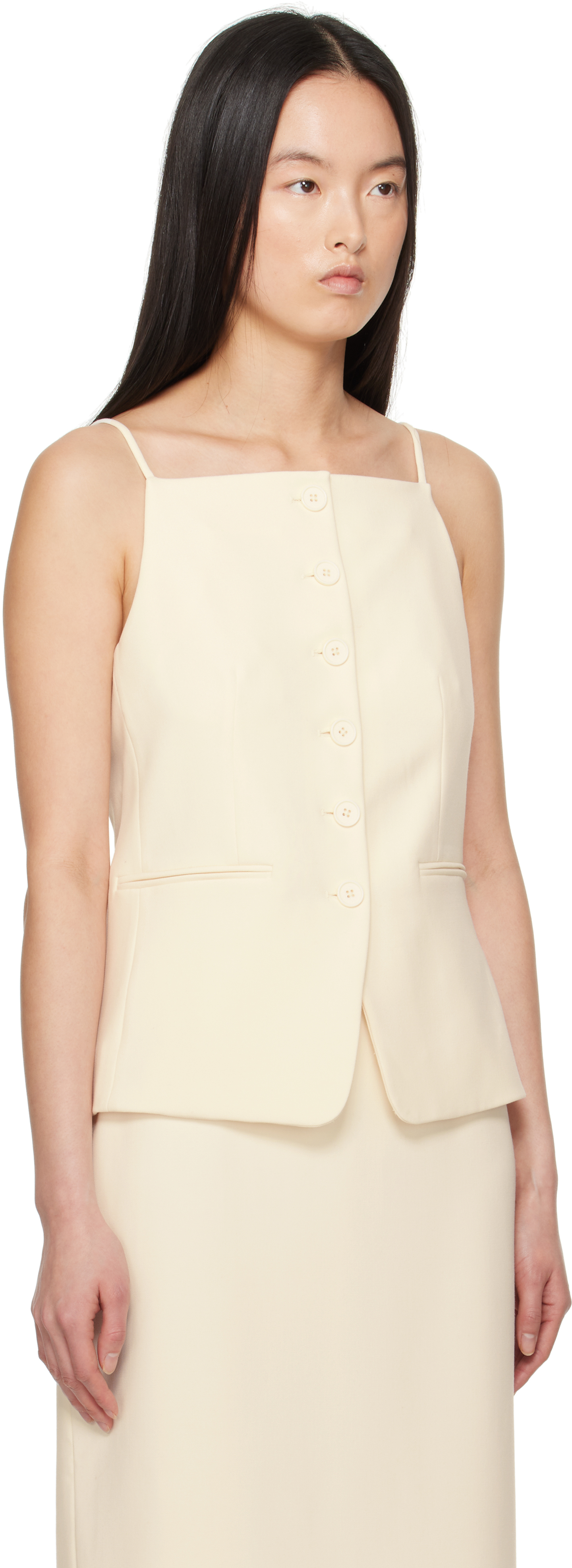 Staud Off-white Una Tank Top In Ecr Ecru