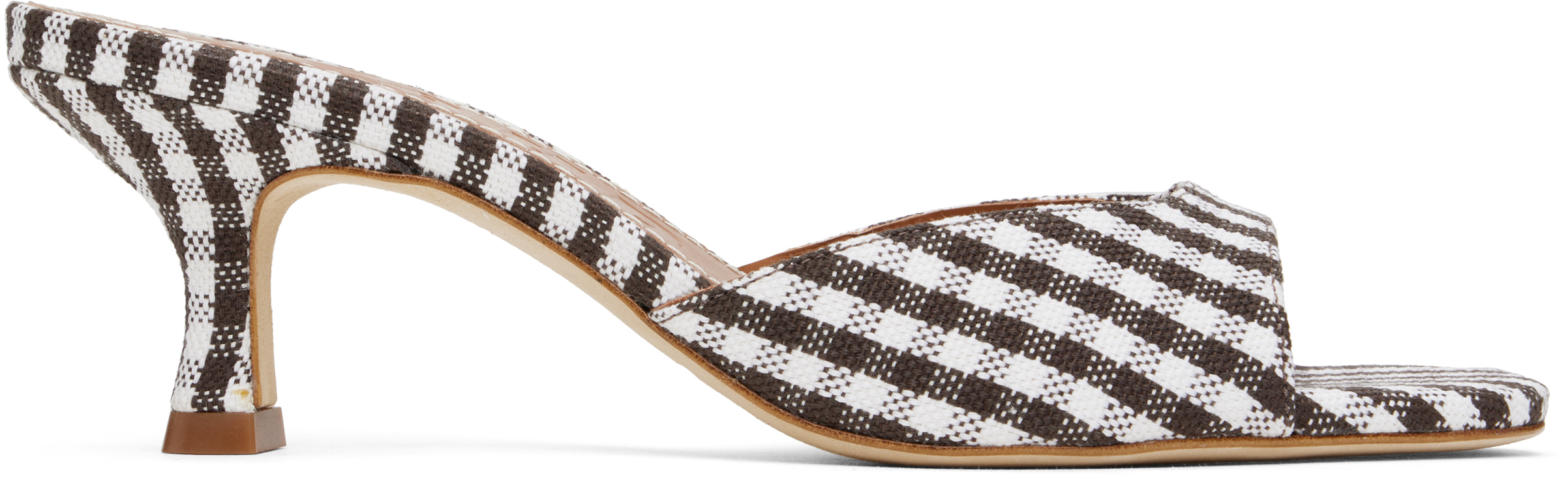 Brown & White Brigitte Mule Heeled Sandals