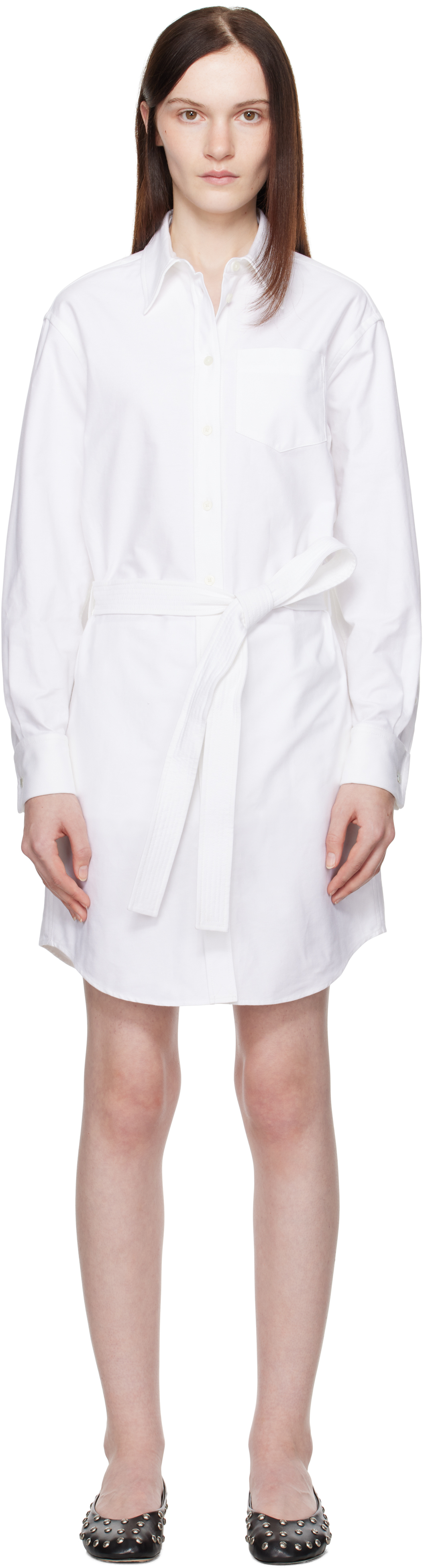 White Kenzo Paris Kimono Sleeve Shirt Minidress