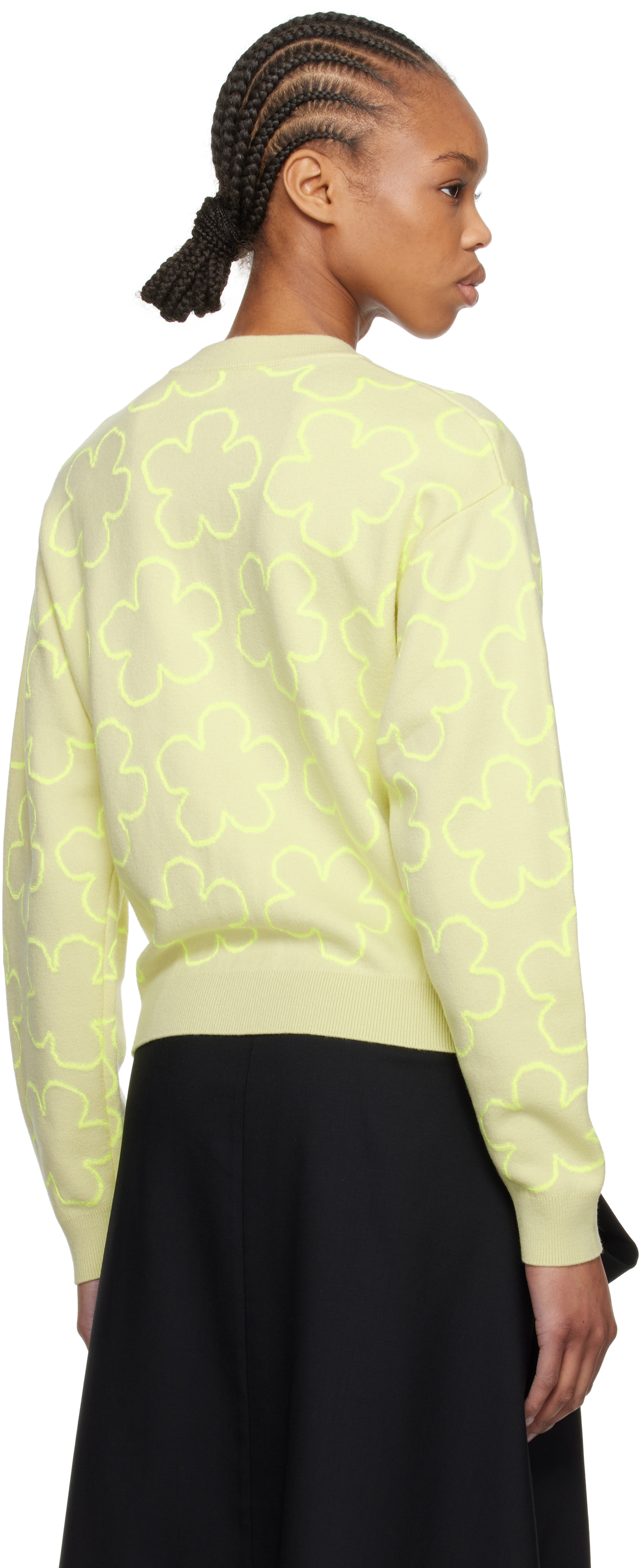 Kenzo Green Paris 'hana Dots' Embroidered Cardigan In 39 Lemon