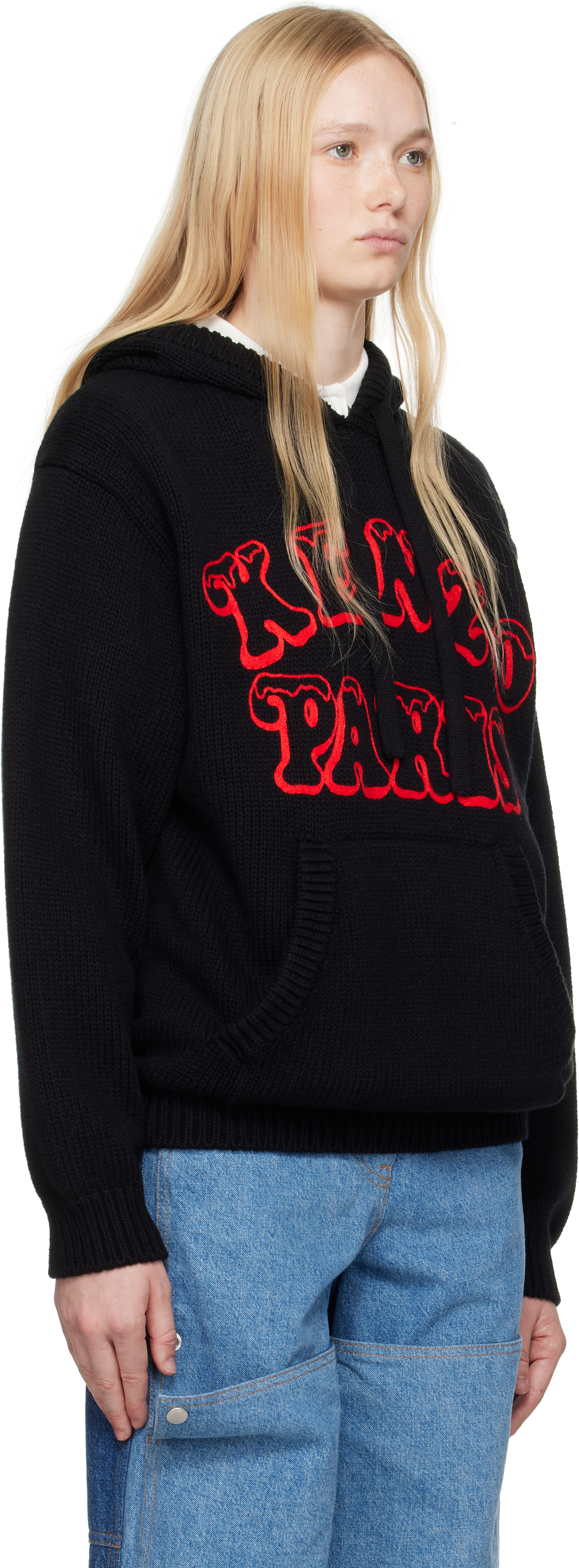 Kenzo Black Paris Verdy Edition Knitted Hoodie In 99j Black