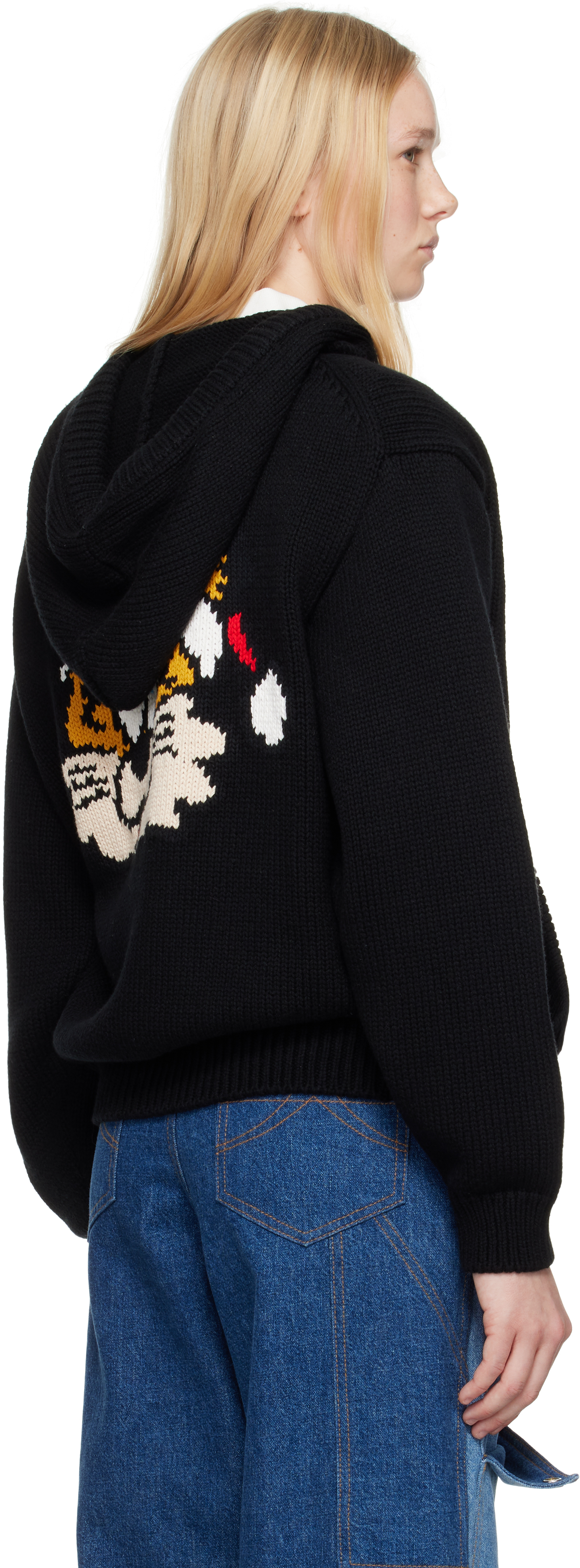 Kenzo Black Paris Verdy Edition Knitted Hoodie In 99j Black