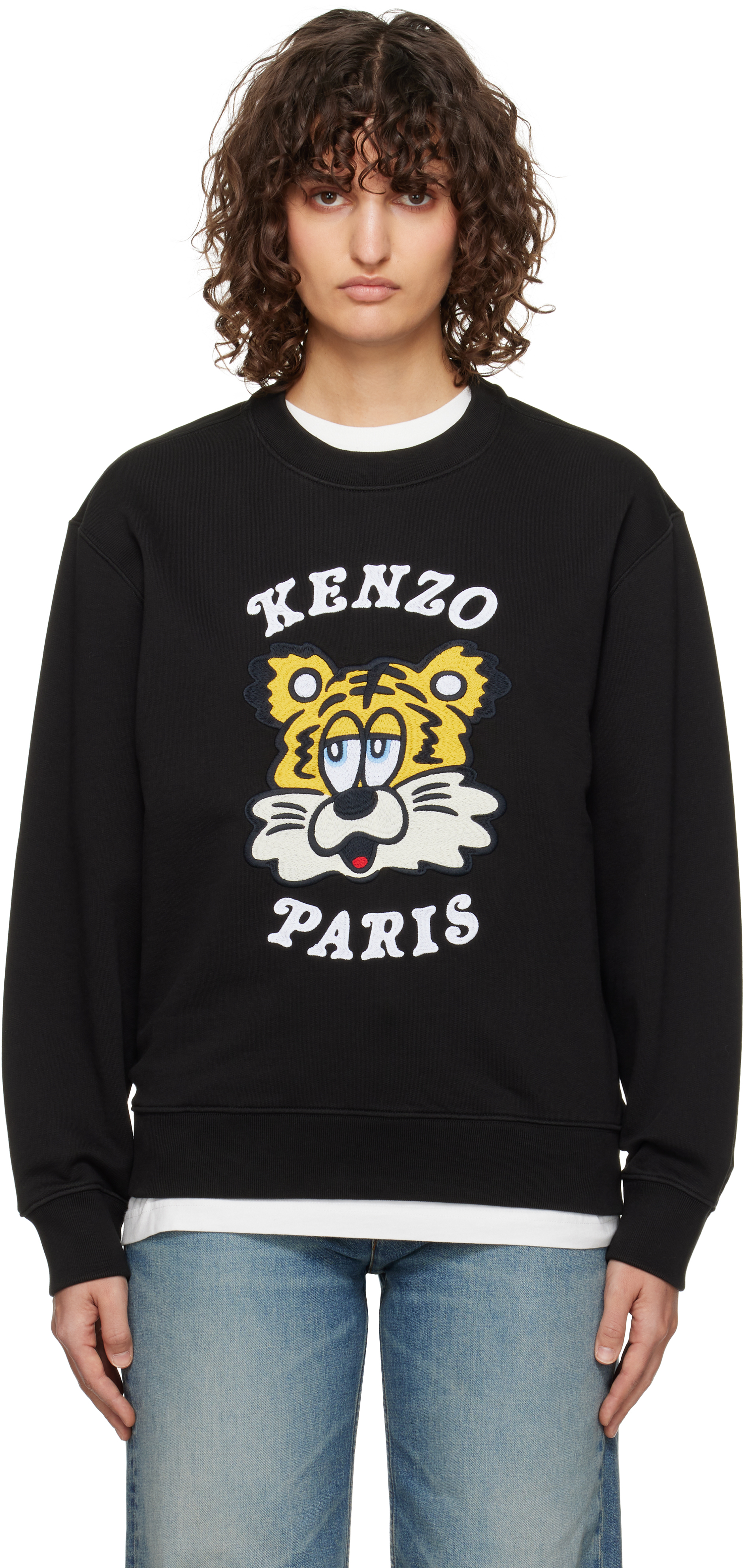 Kenzo outlet Black Embroidered Tiger Sweatshirt