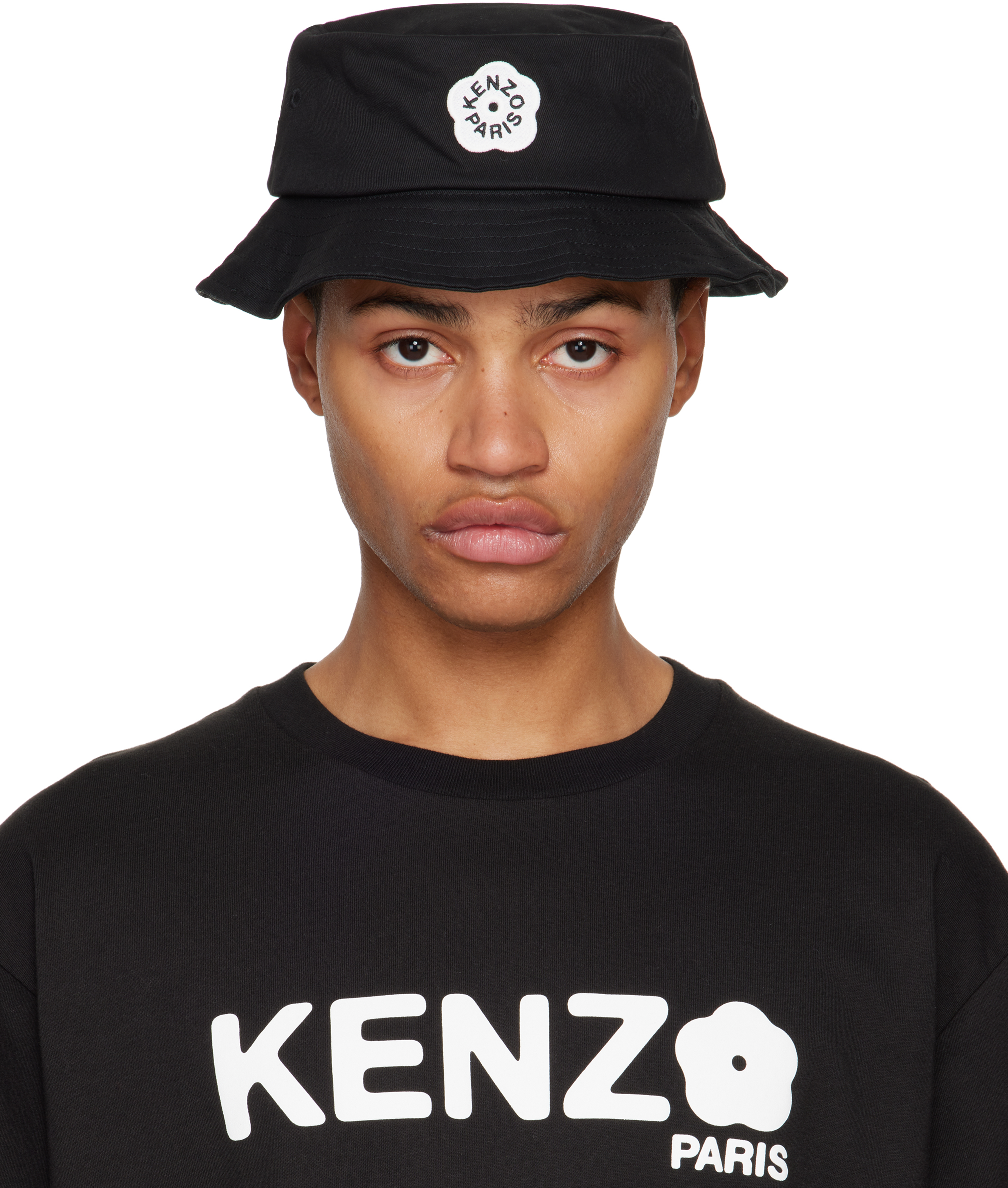 Black Kenzo Paris Logo Patch Bucket Hat