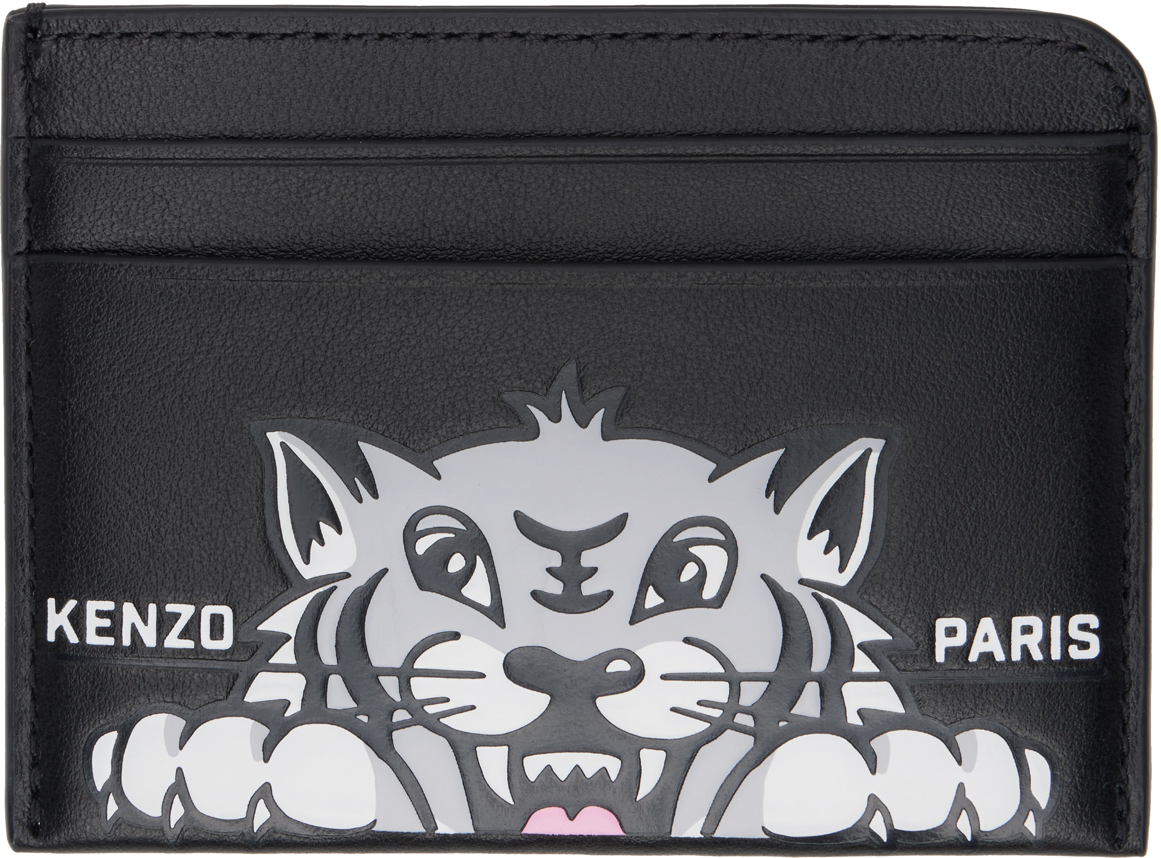 Black Kenzo Paris 'Kenzo Varsity' Leather Card Holder