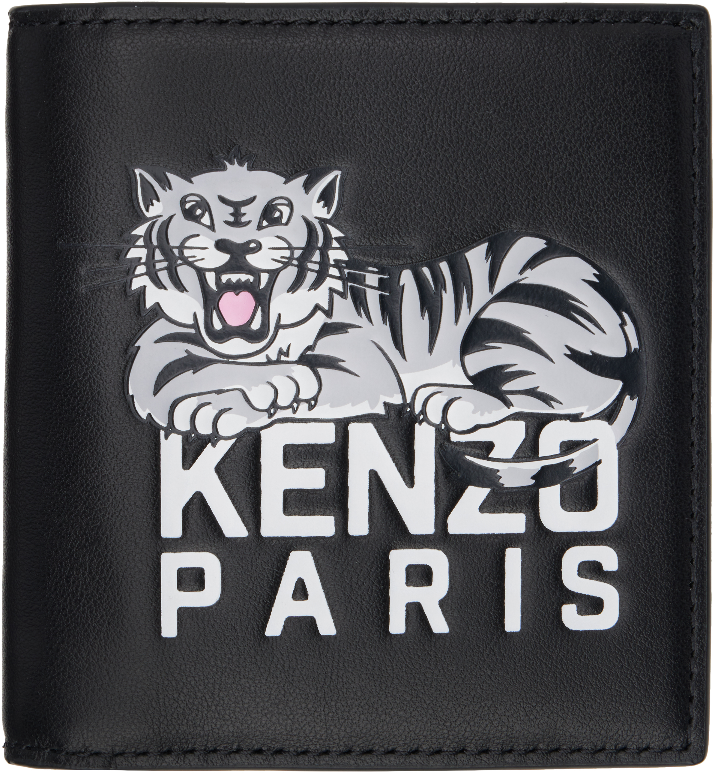 Kenzo: Black Kenzo Paris 'Kenzo Varsity' Leather Mini Fold