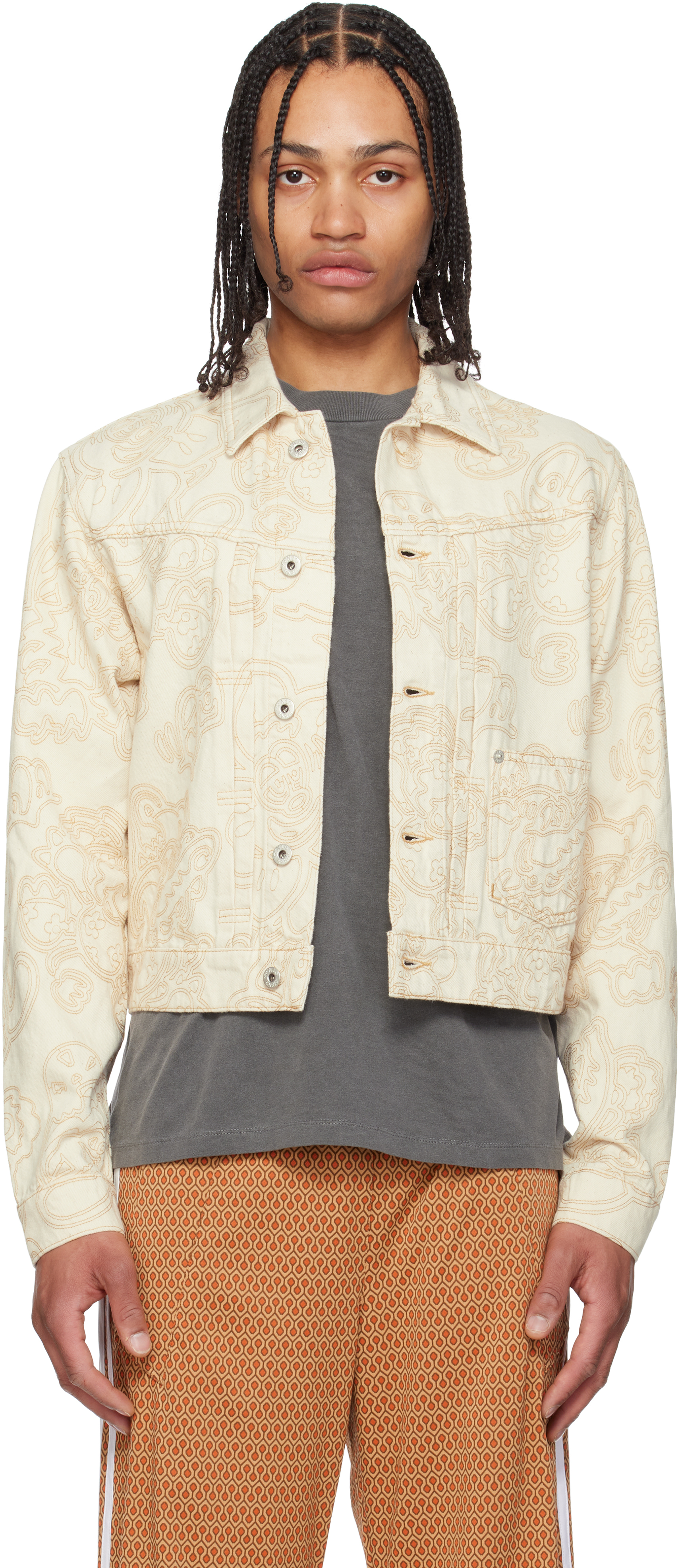 Kenzo: オフホワイト Kenzo Paris VERDYエディション 刺繍 トラッカー