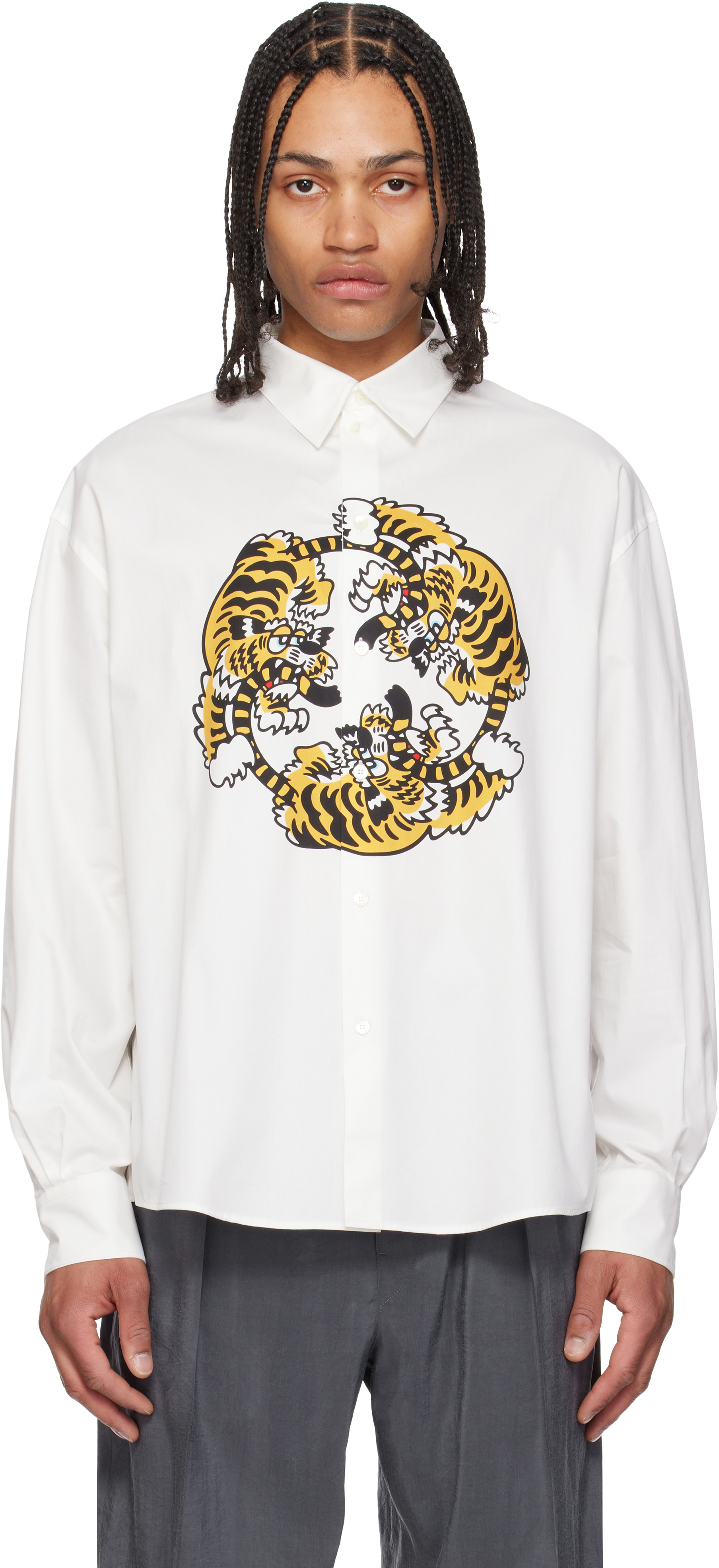 White Kenzo Paris VERDY Edition Casual Poplin Shirt by Kenzo