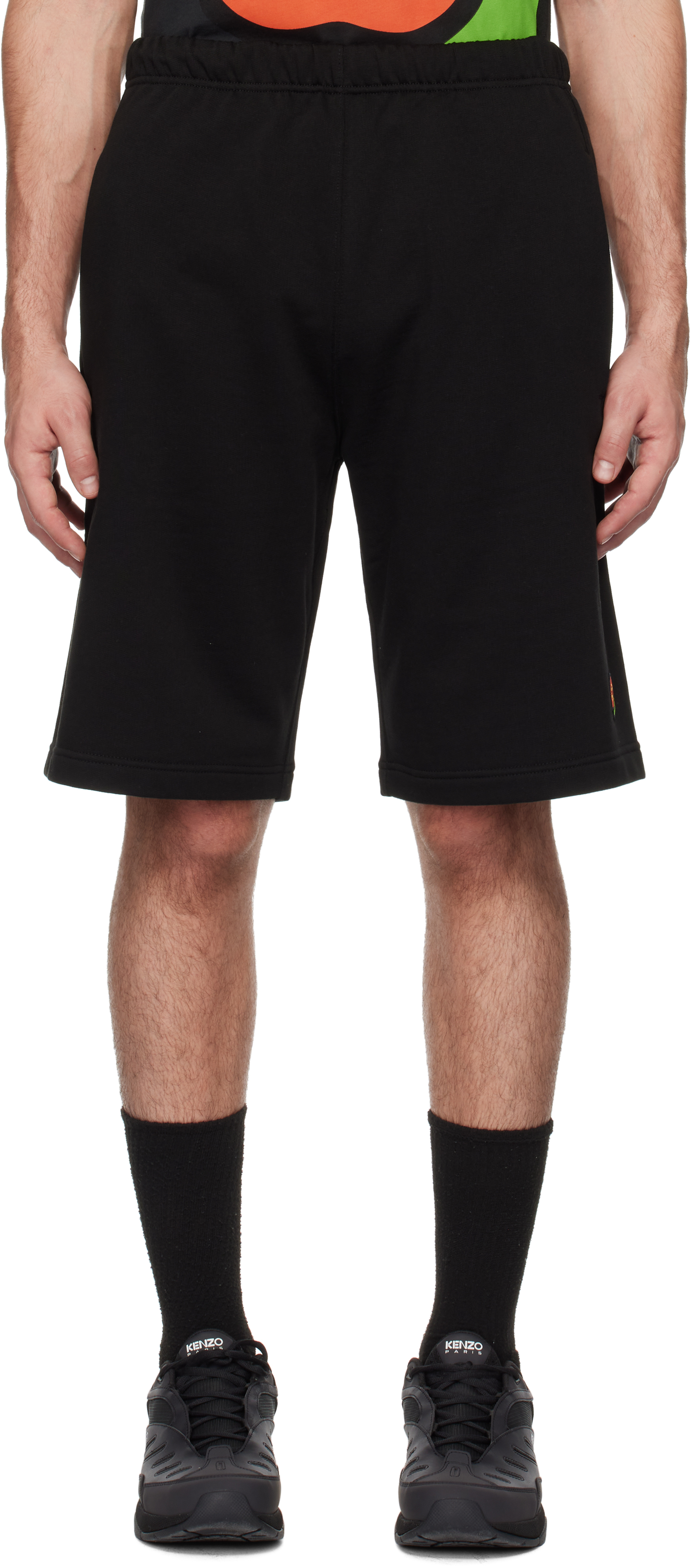 Black Kenzo Paris Pop Embroidered Shorts