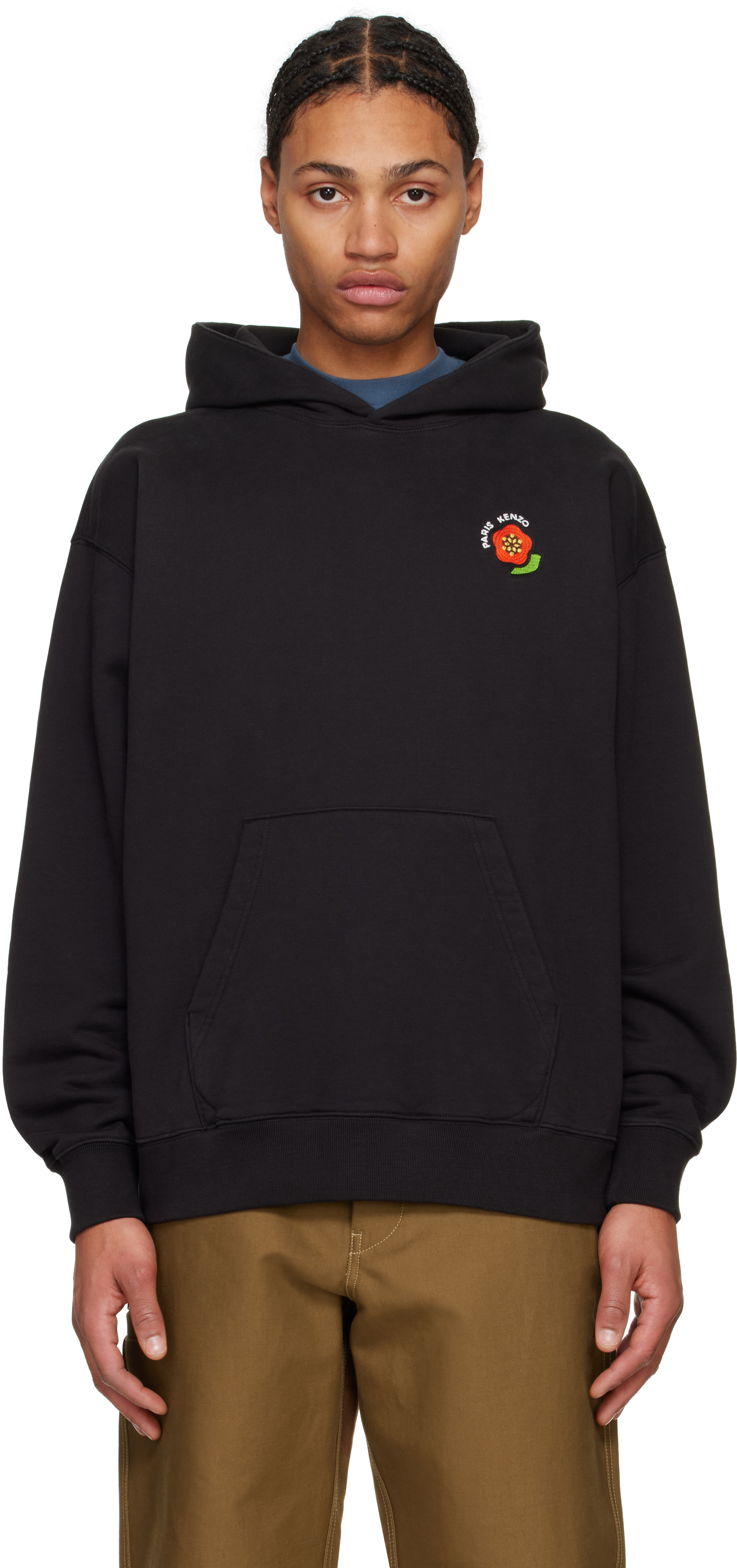 Black Kenzo Paris 'Kenzo Pop' Embroidered Oversized Hoodie