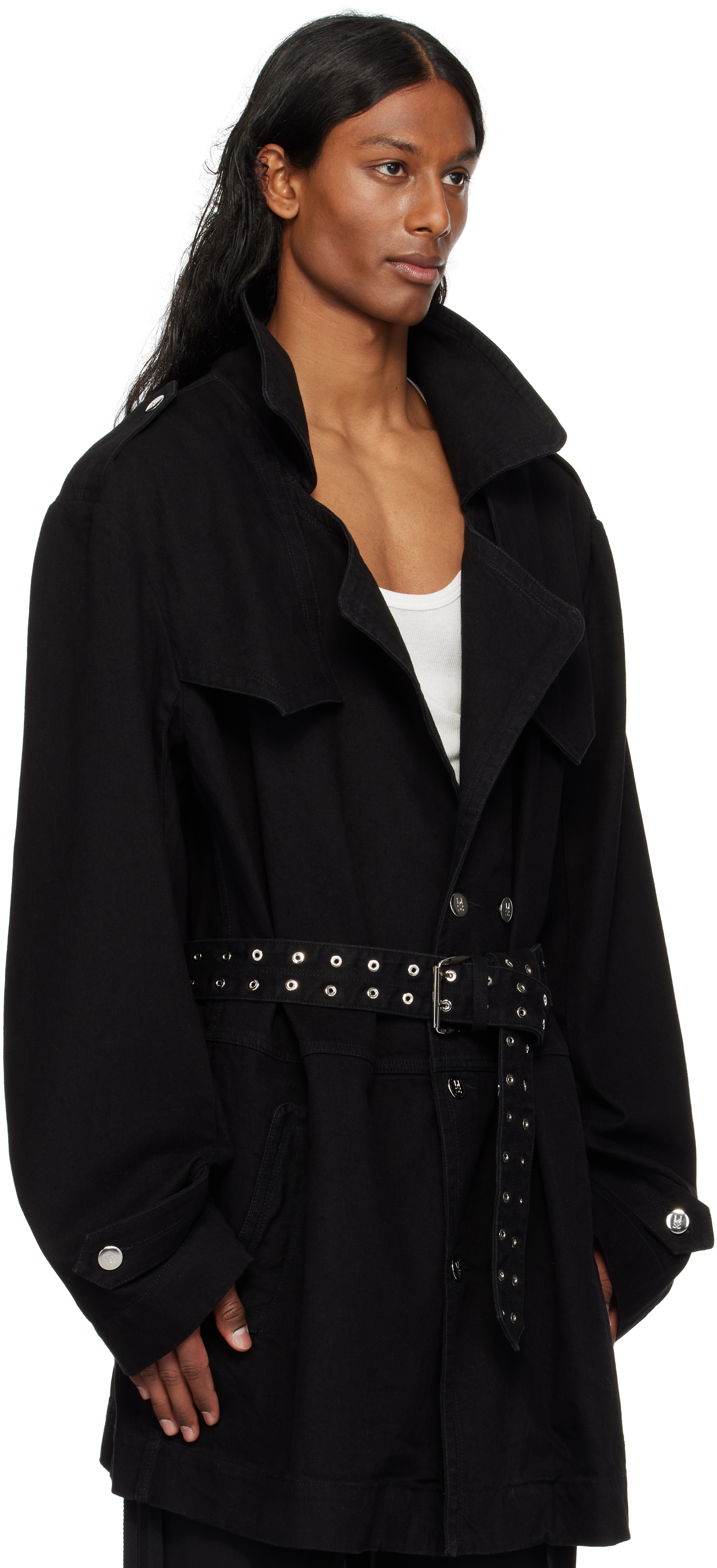 LUDOVIC DE SAINT SERNIN BLACK HONEY TRENCH COAT