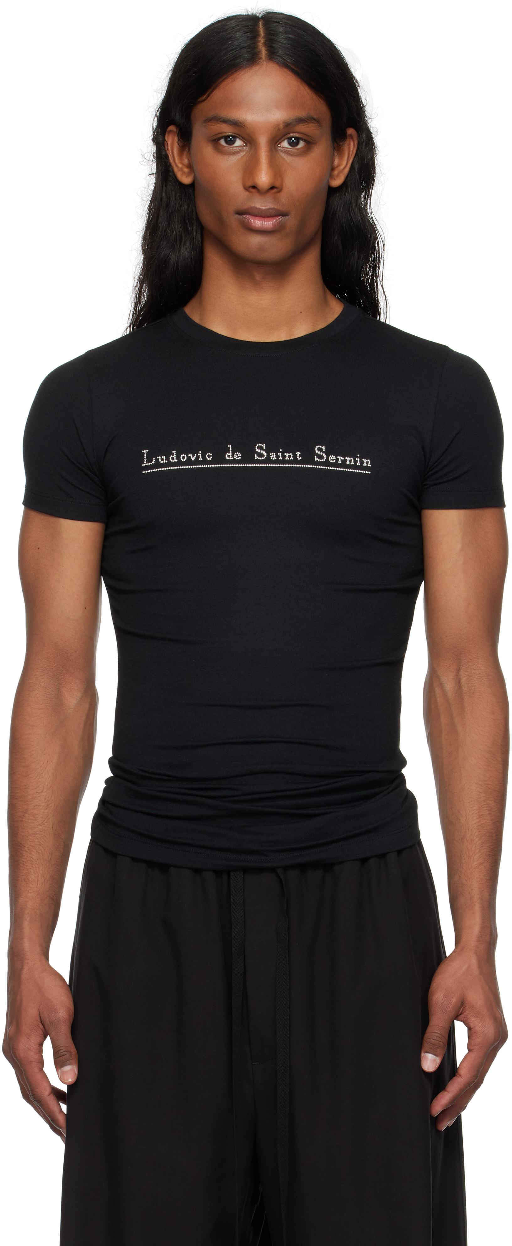 LUDOVIC DE SAINT SERNIN BLACK STUD T-SHIRT 