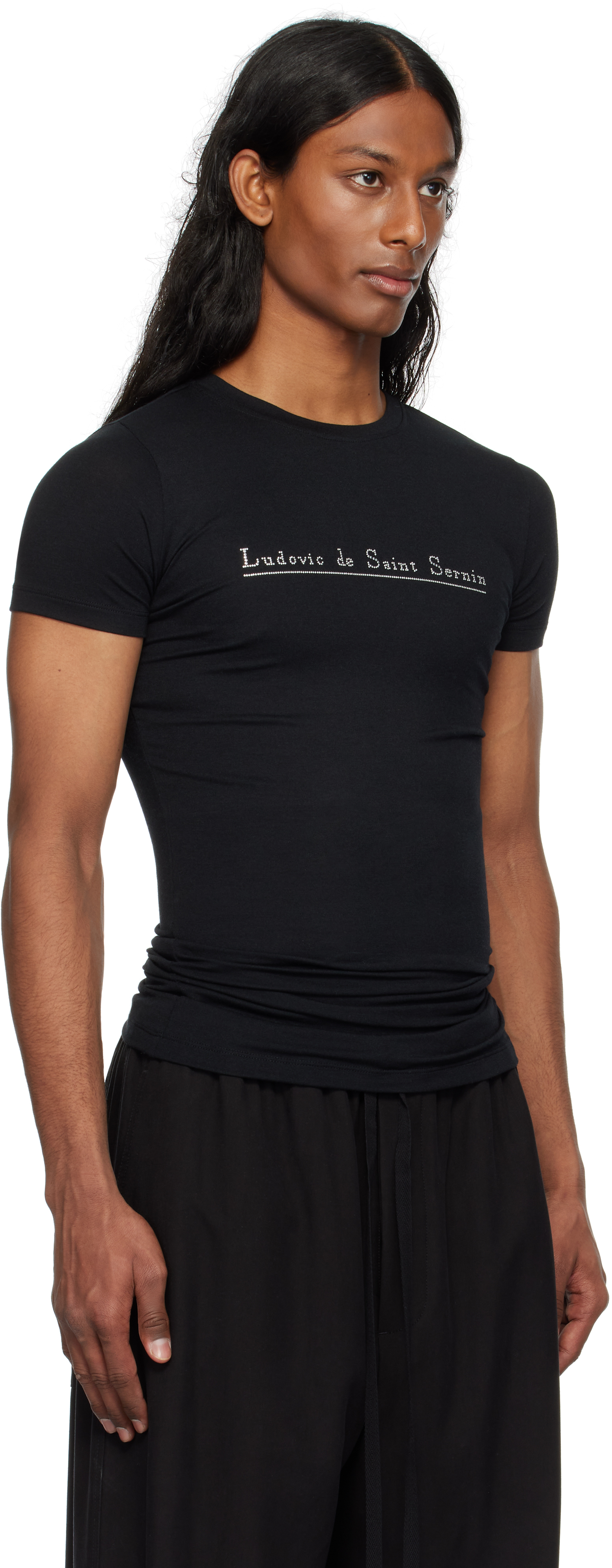 LUDOVIC DE SAINT SERNIN BLACK STUD T-SHIRT 