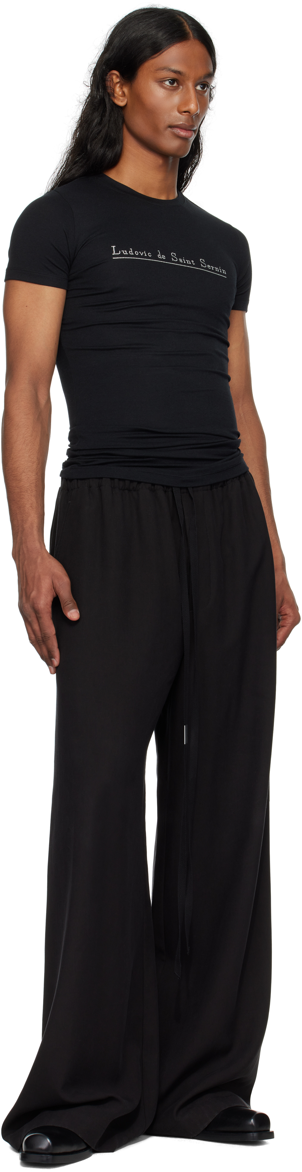 LUDOVIC DE SAINT SERNIN BLACK STUD T-SHIRT 