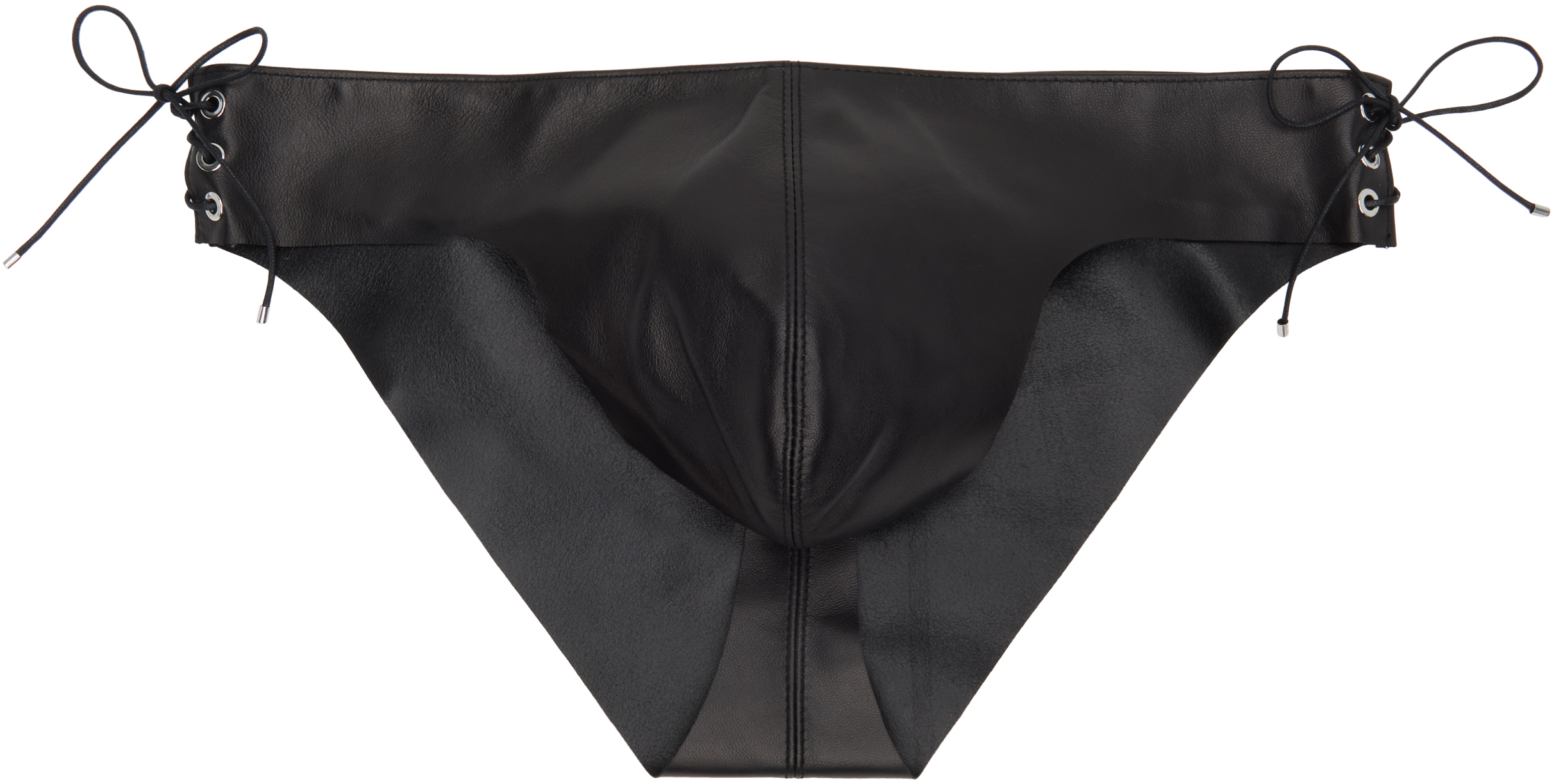 Ludovic De Saint Sernin Black Side Laced Leather Briefs