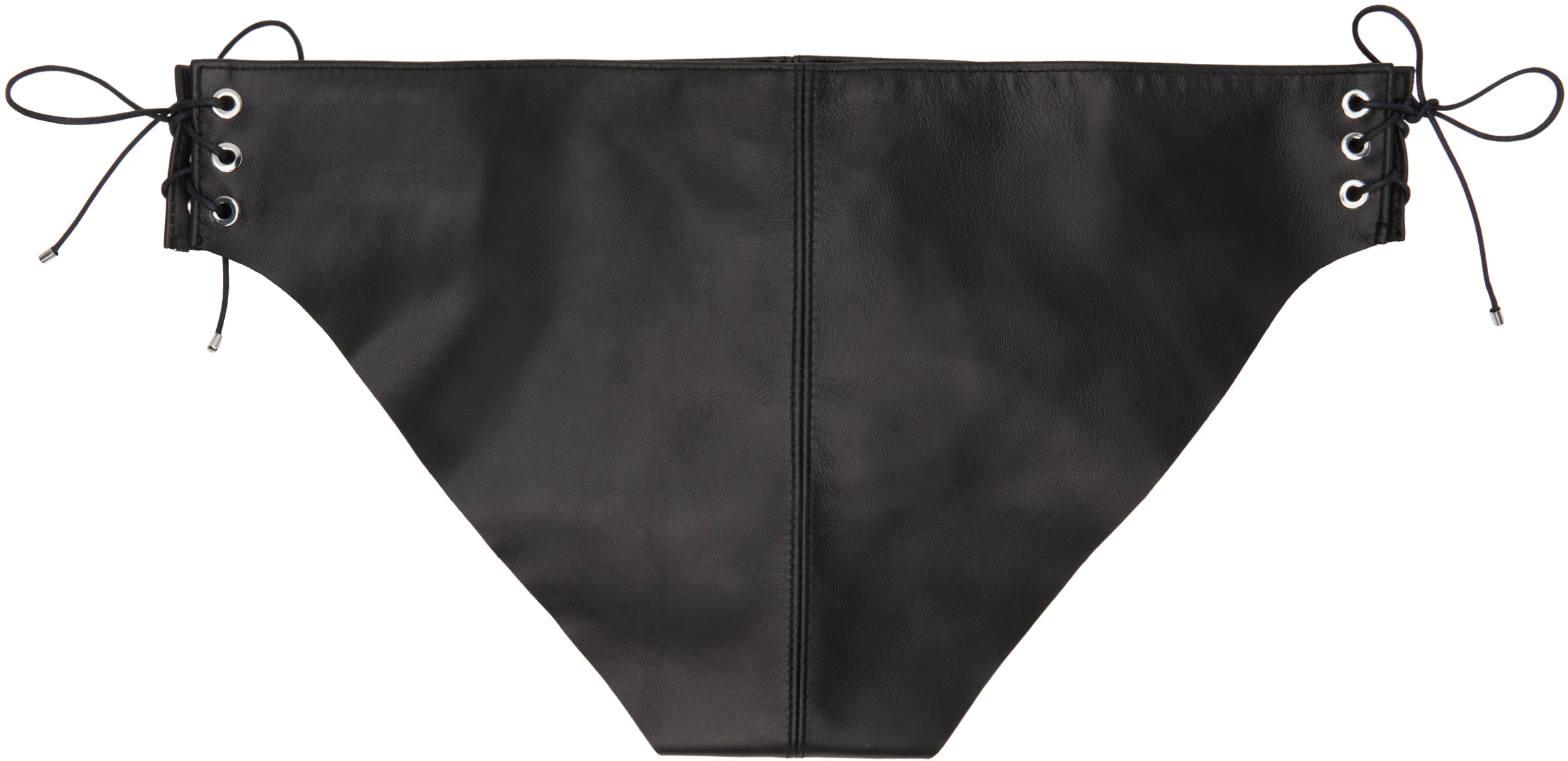 LUDOVIC DE SAINT SERNIN BLACK SIDE LACED LEATHER BRIEFS 