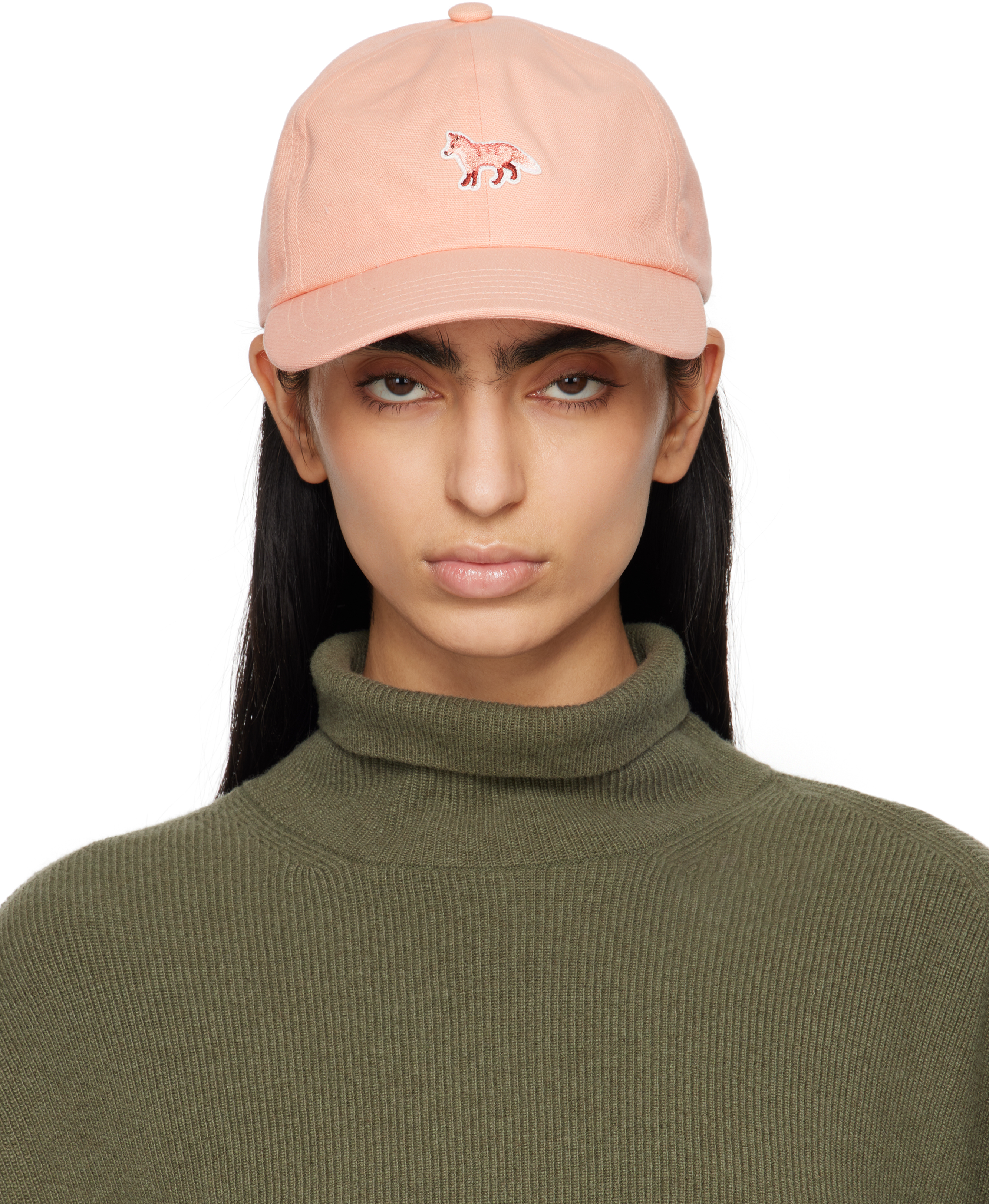 Maison Kitsuné Orange Baby Fox Cap In 0088 Porcelaine Pink