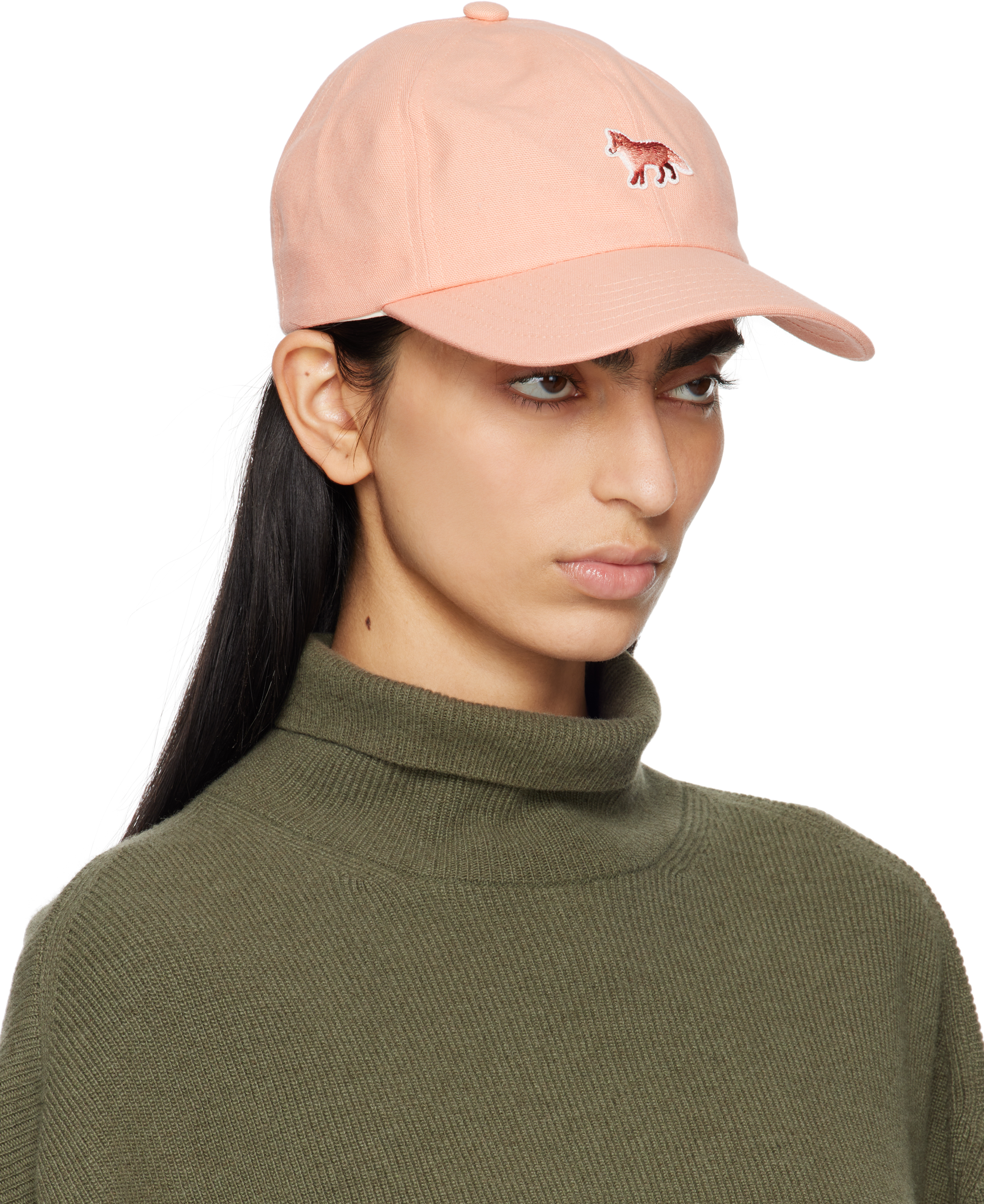 Maison Kitsuné Orange Baby Fox Cap In 0088 Porcelaine Pink