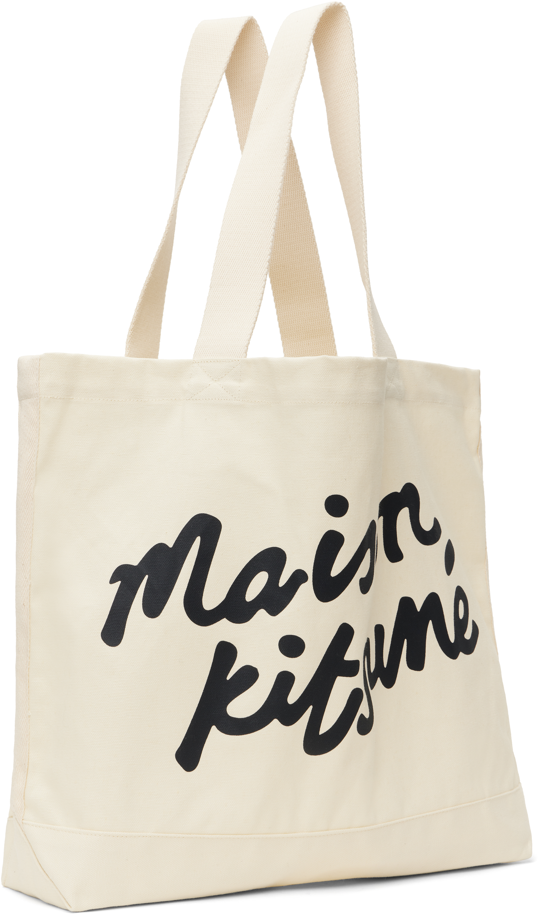 MAISON KITSUNÉ OFF-WHITE 'MAISON KITSUNÉ' HANDWRITING TOTE