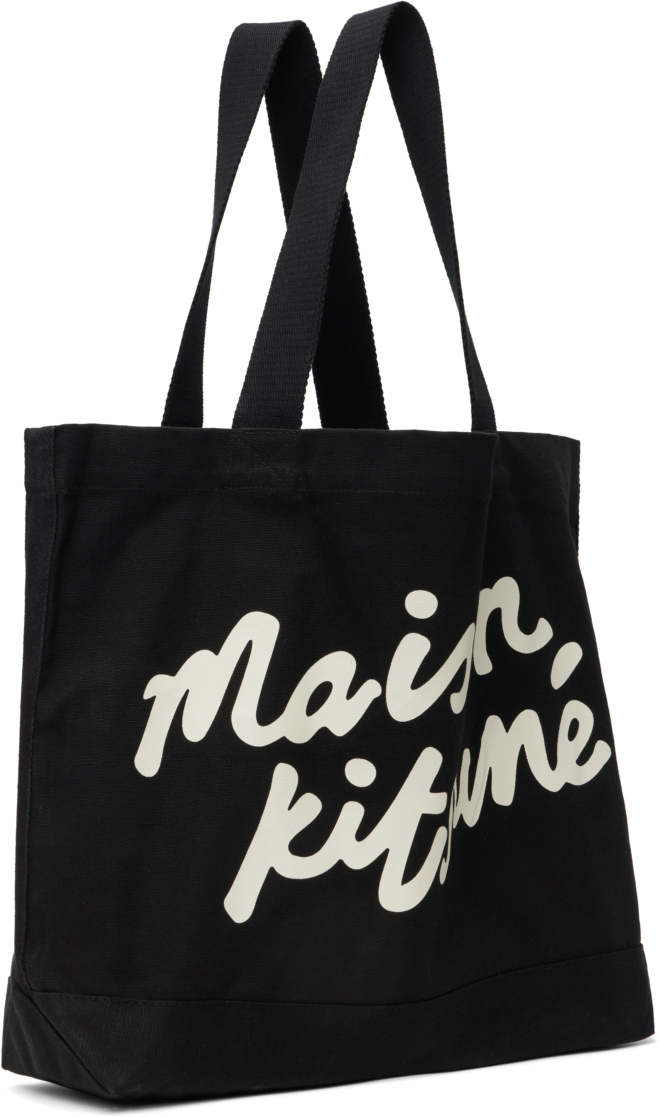MAISON KITSUNÉ BLACK 'MAISON KITSUNÉ' HANDWRITING TOTE