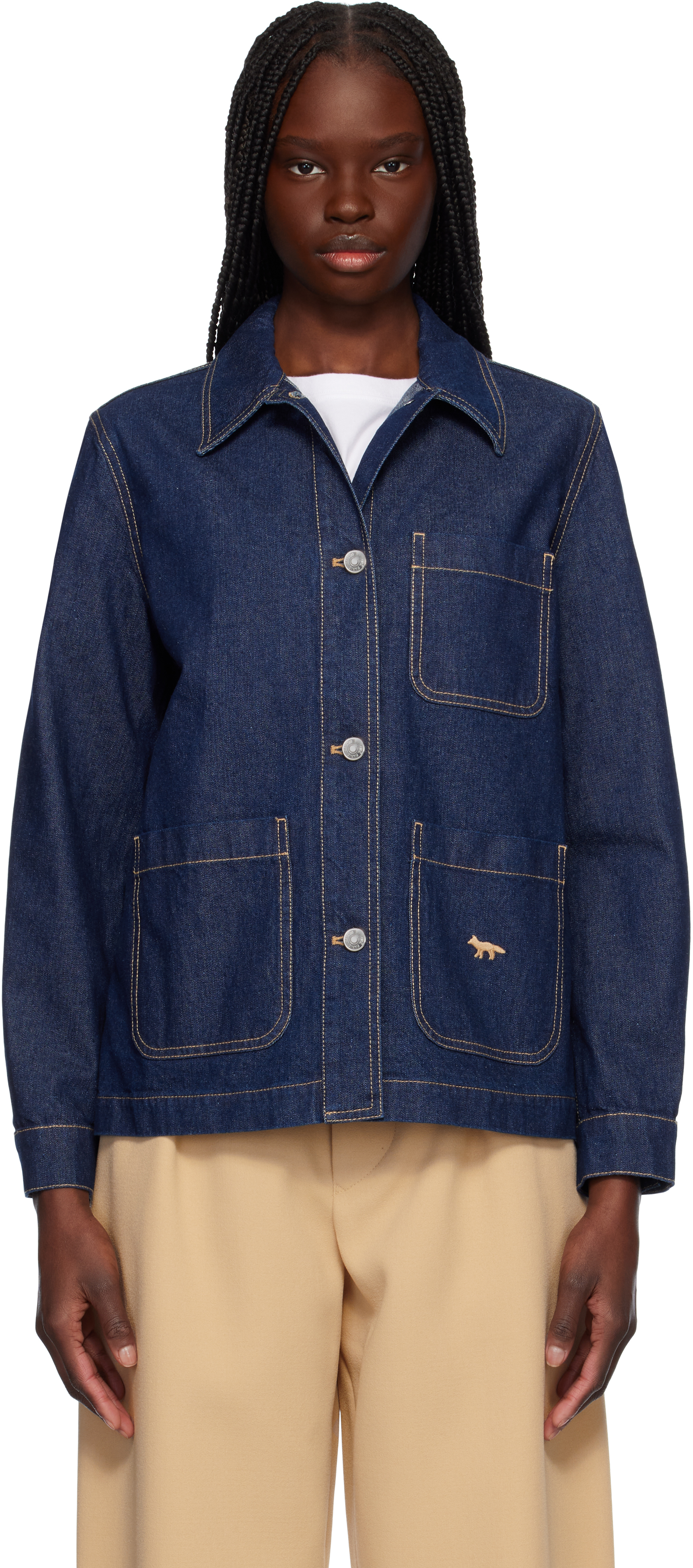 Maison Kitsuné Navy Workwear Denim Jacket