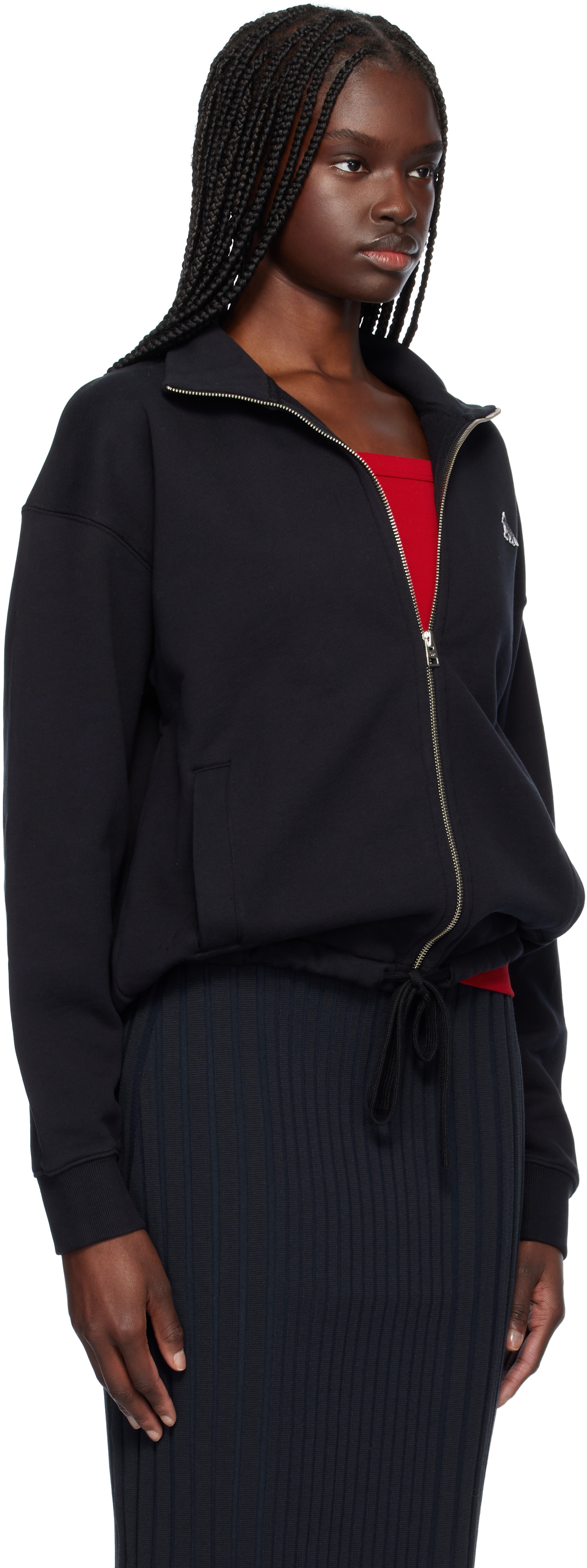 MAISON KITSUNÉ BLACK BABY FOX PATCH ZIPPED SWEATSHIRT