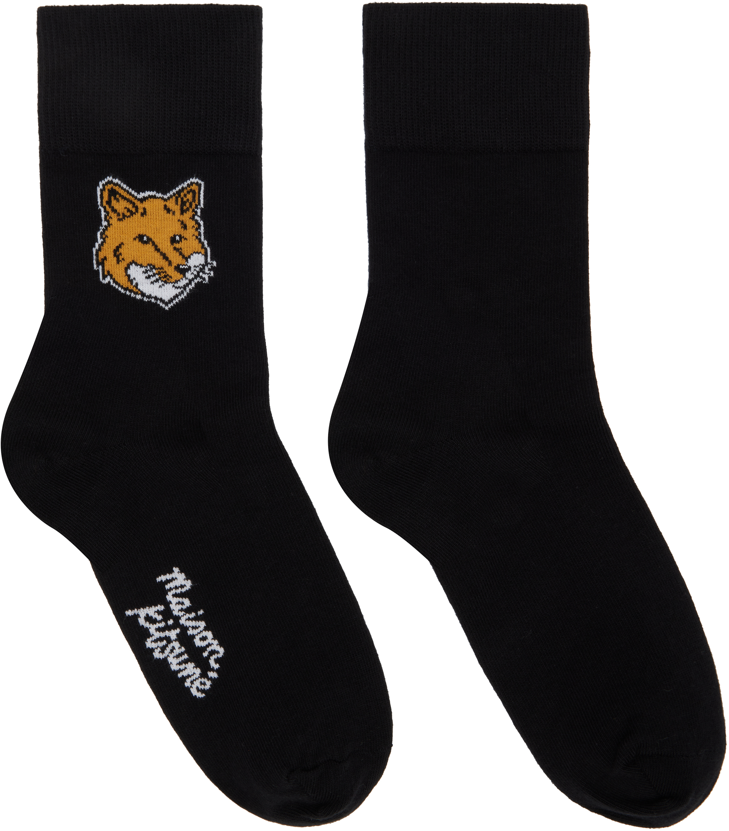 Maison Kitsuné Black Fox Head Socks