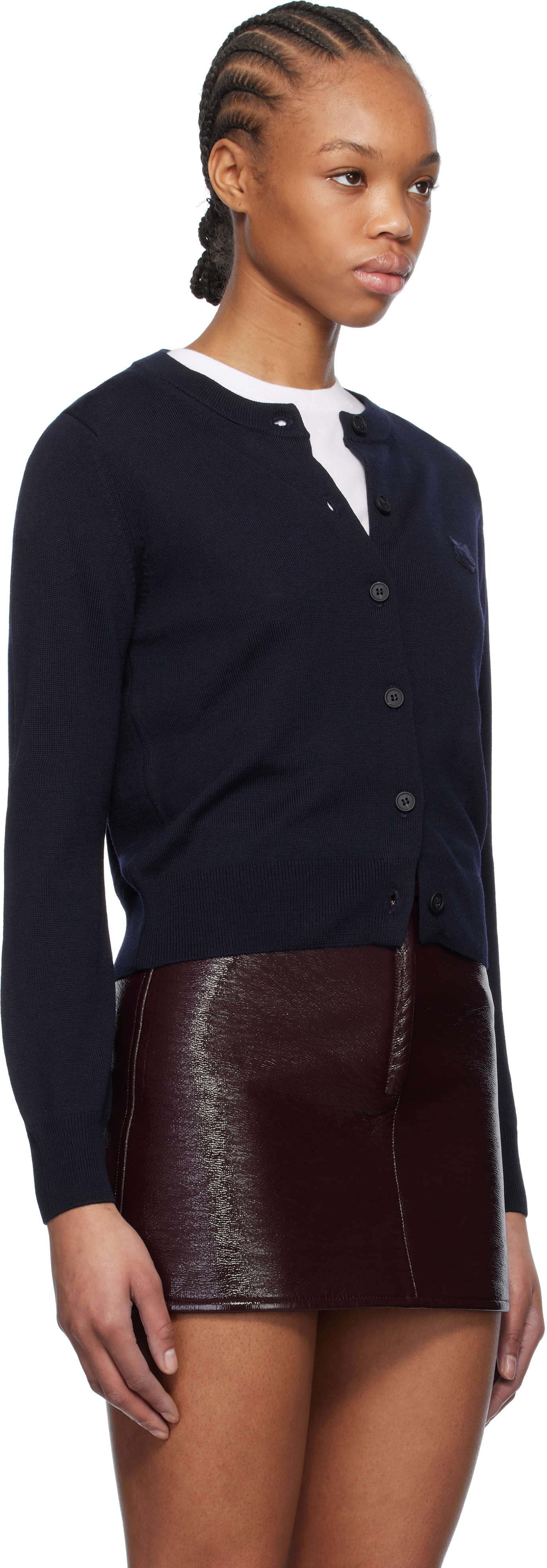 MAISON KITSUNÉ NAVY BOLD FOX HEAD PATCH REGULAR CARDIGAN