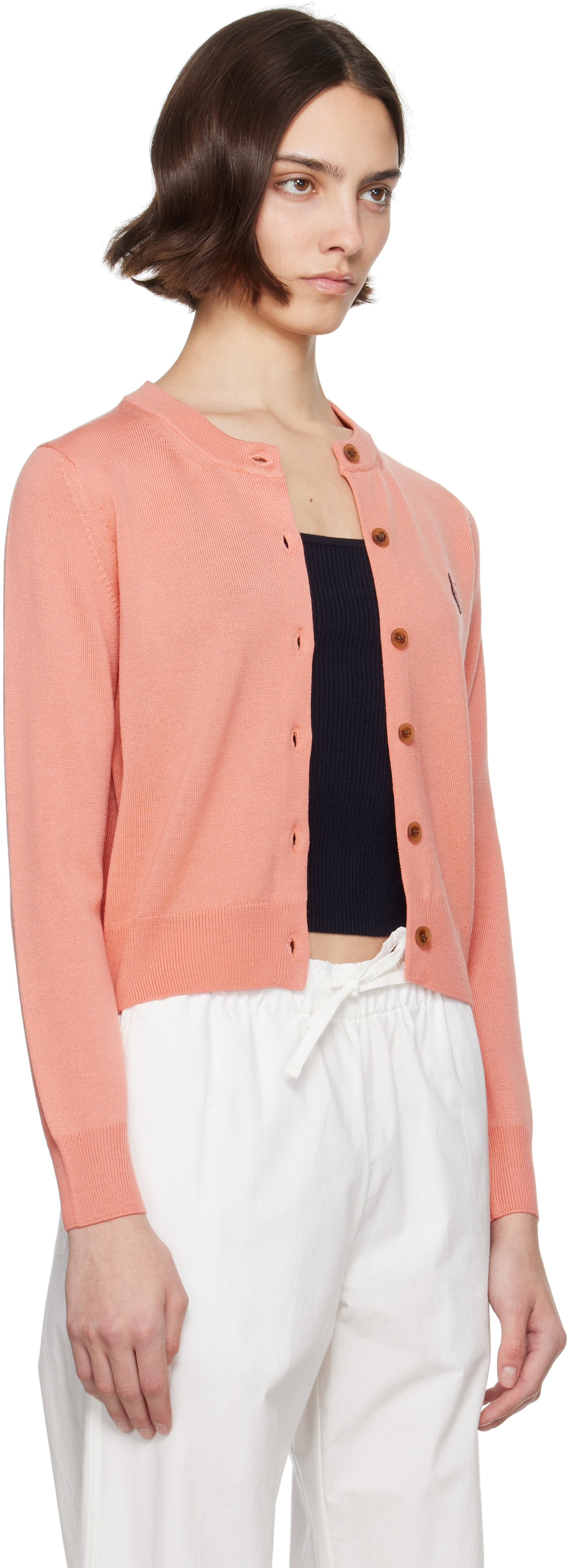 MAISON KITSUNÉ PINK BOLD FOX HEAD PATCH REGULAR CARDIGAN