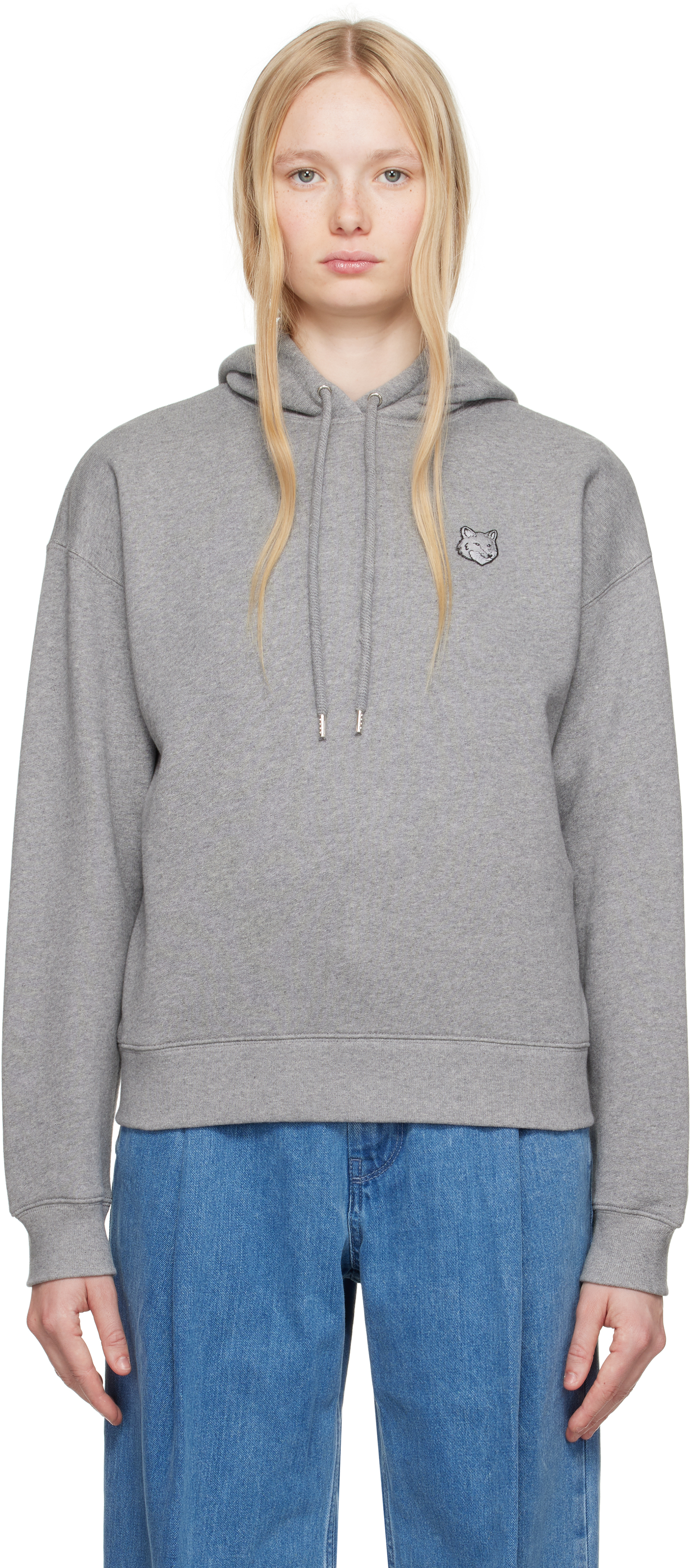 Maison Kitsuné Gray Bold Fox Head Patch Comfort Hoodie
