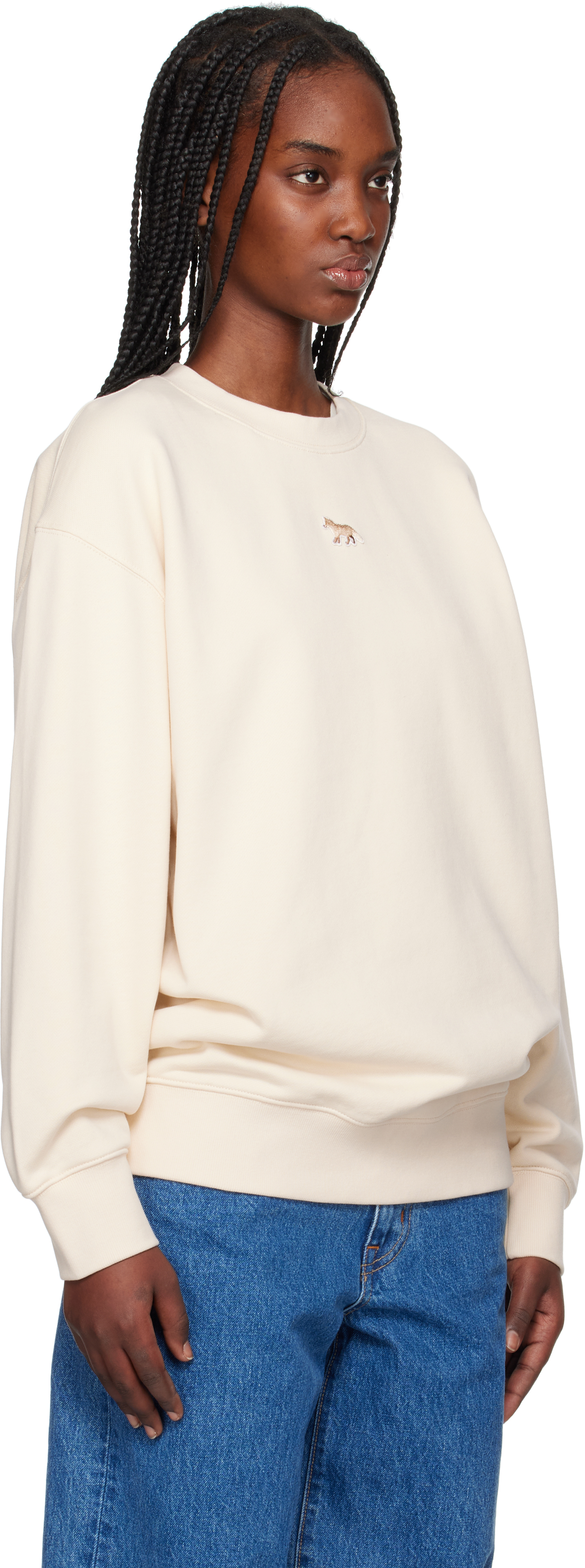 Maison Kitsuné Beige Baby Fox Patch Oversize Sweatshirt In 0134 Marble