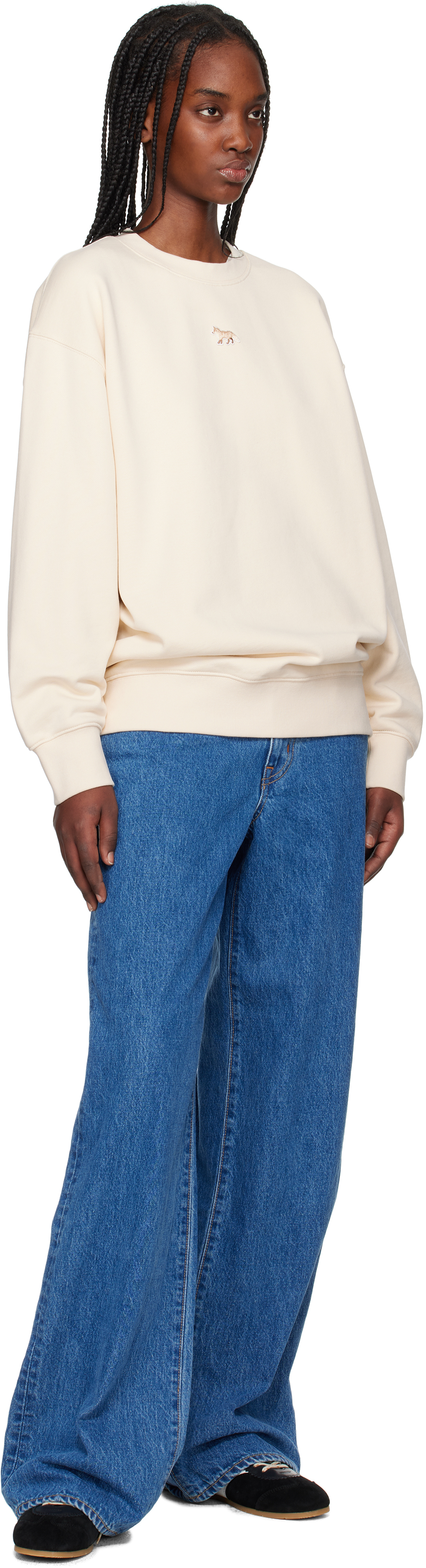 Maison Kitsuné Beige Baby Fox Patch Oversize Sweatshirt In 0134 Marble