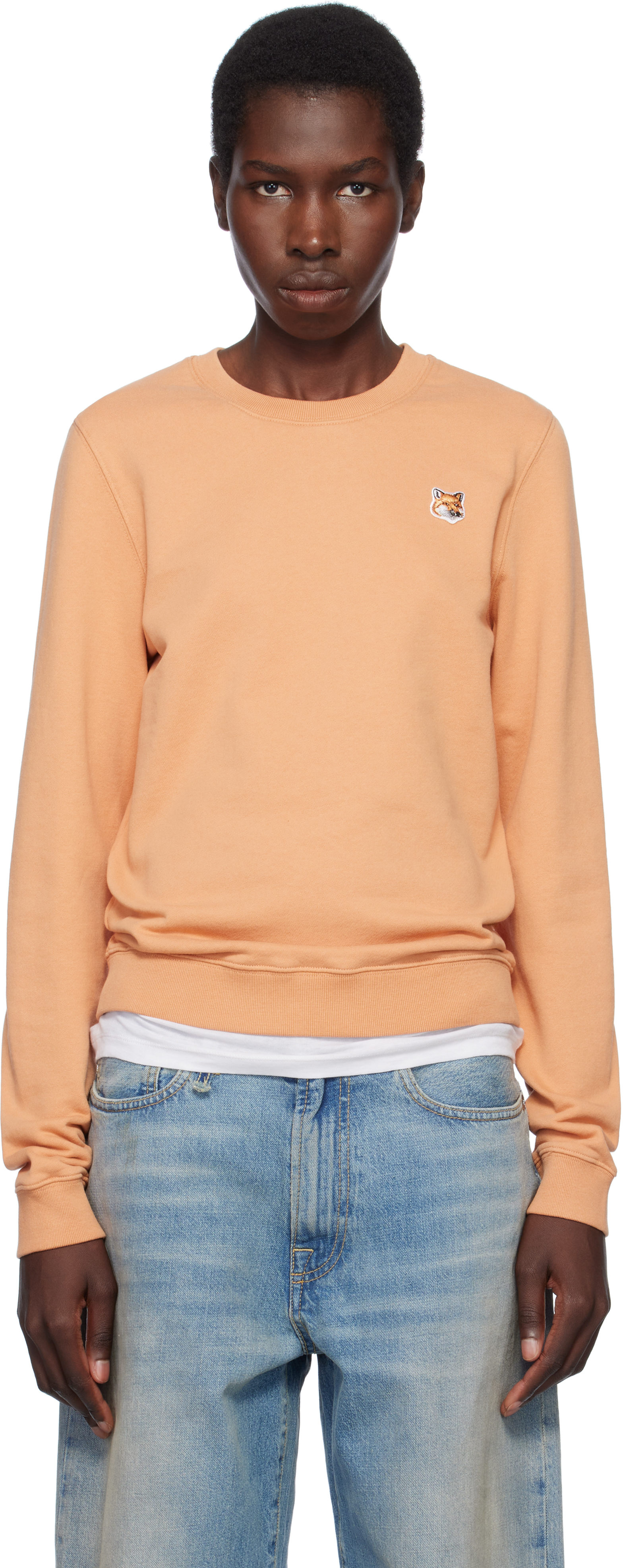 Maison Kitsuné Orange Fox Head Patch Regular Sweatshirt