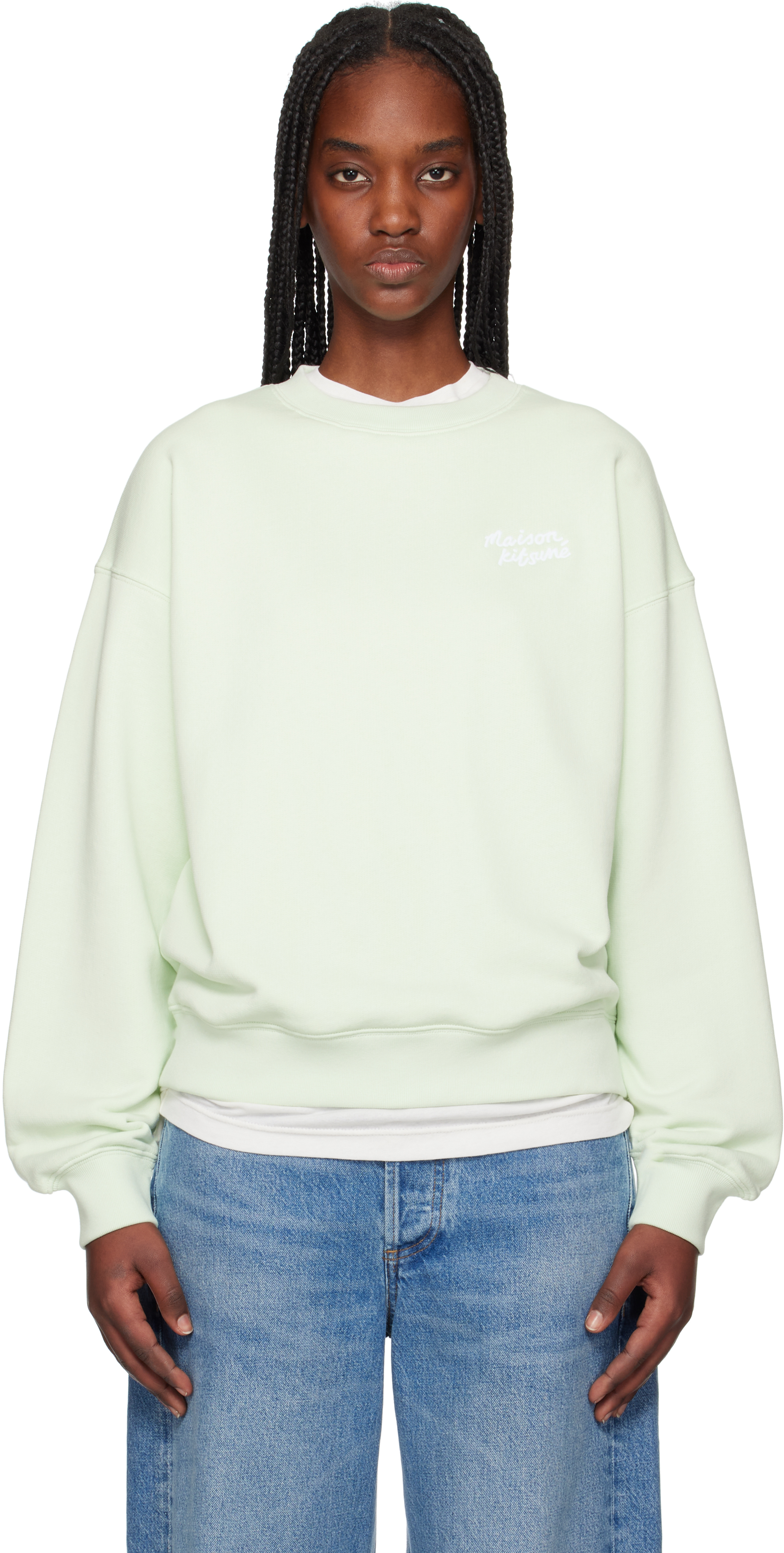 MAISON KITSUNÉ GREEN 'MAISON KITSUNÉ' HANDWRITING COMFORT SWEATSHIRT