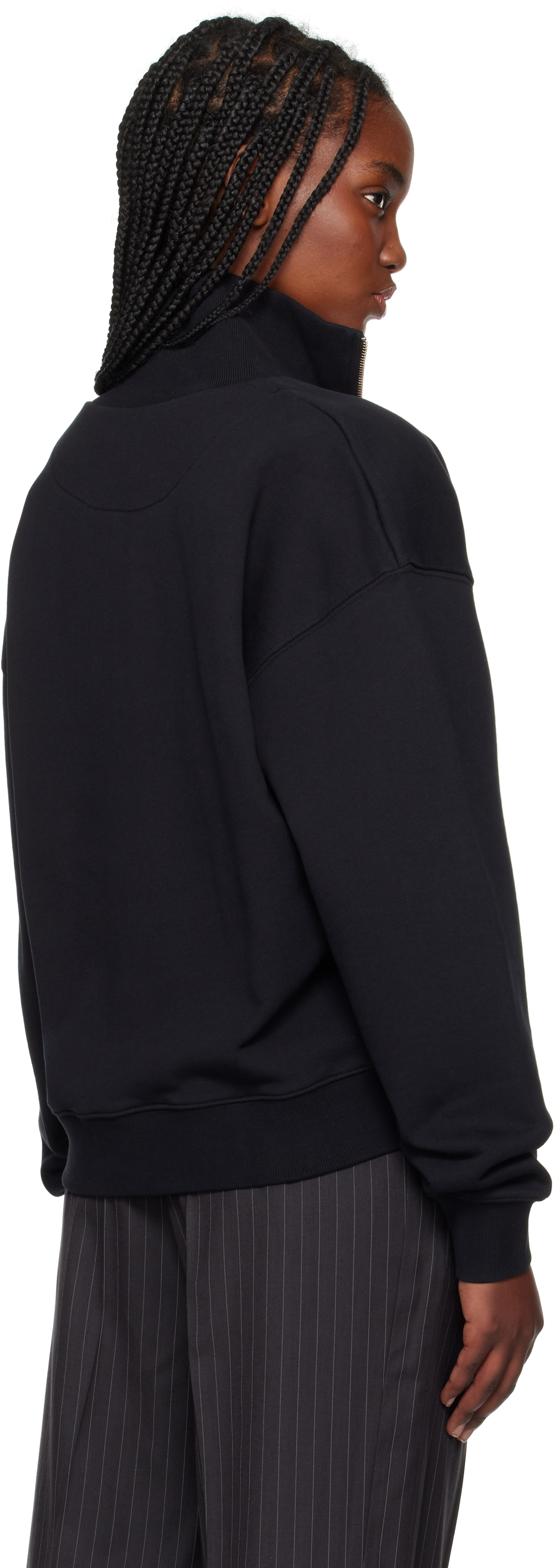 MAISON KITSUNÉ BLACK BABY FOX PATCH HALF ZIP SWEATSHIRT 