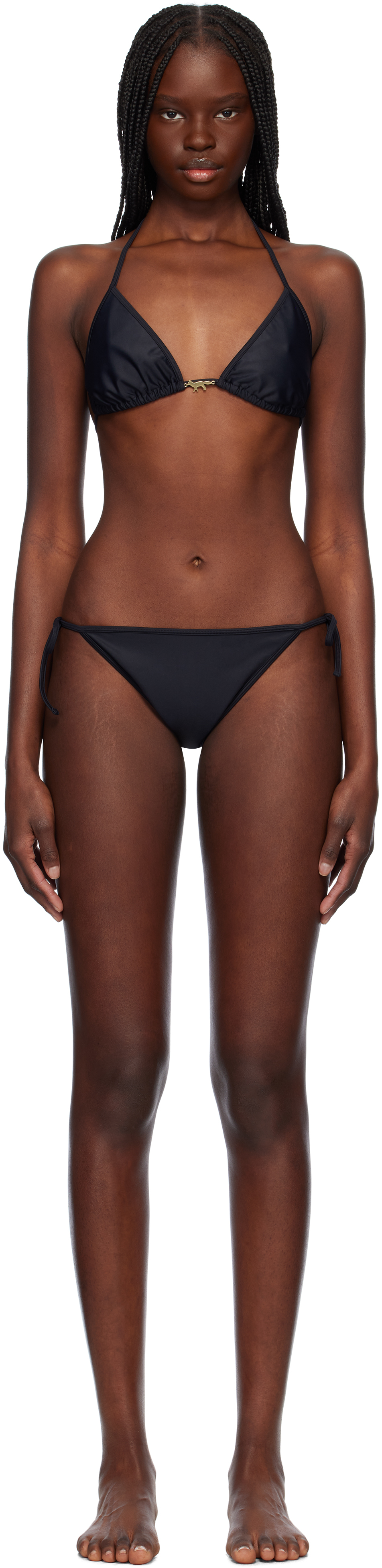 Shop Maison Kitsuné Black Baby Fox Bikini In P199 Black
