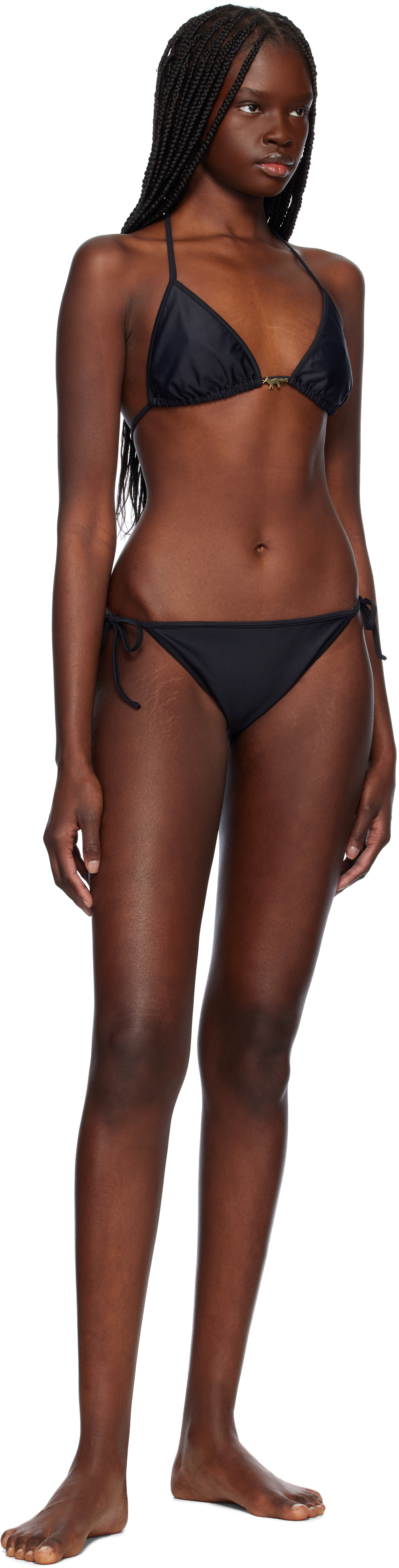 Shop Maison Kitsuné Black Baby Fox Bikini In P199 Black